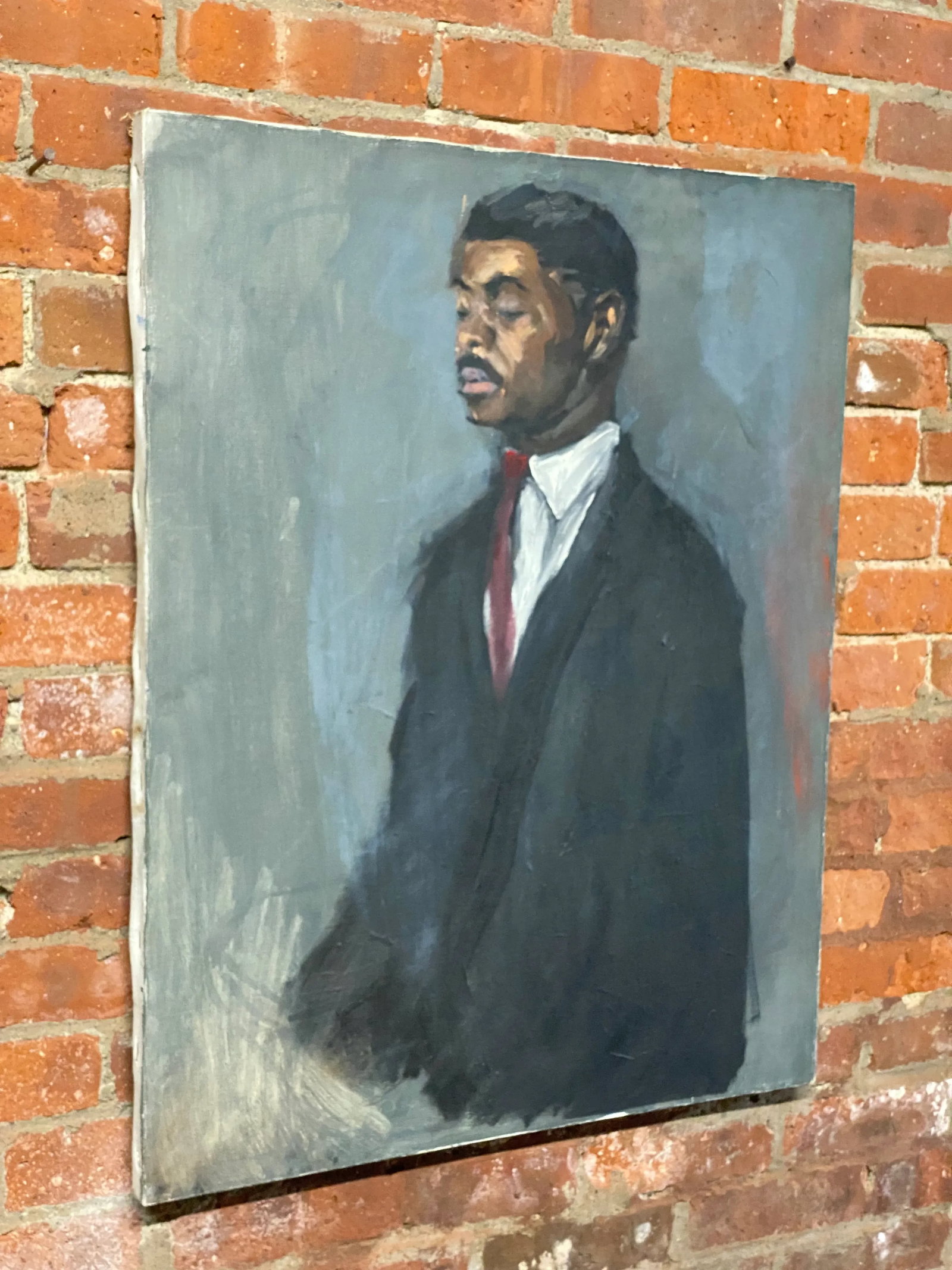 1960s Portrait Painting of an African-American Gentleman in a Suit and Tie - 4