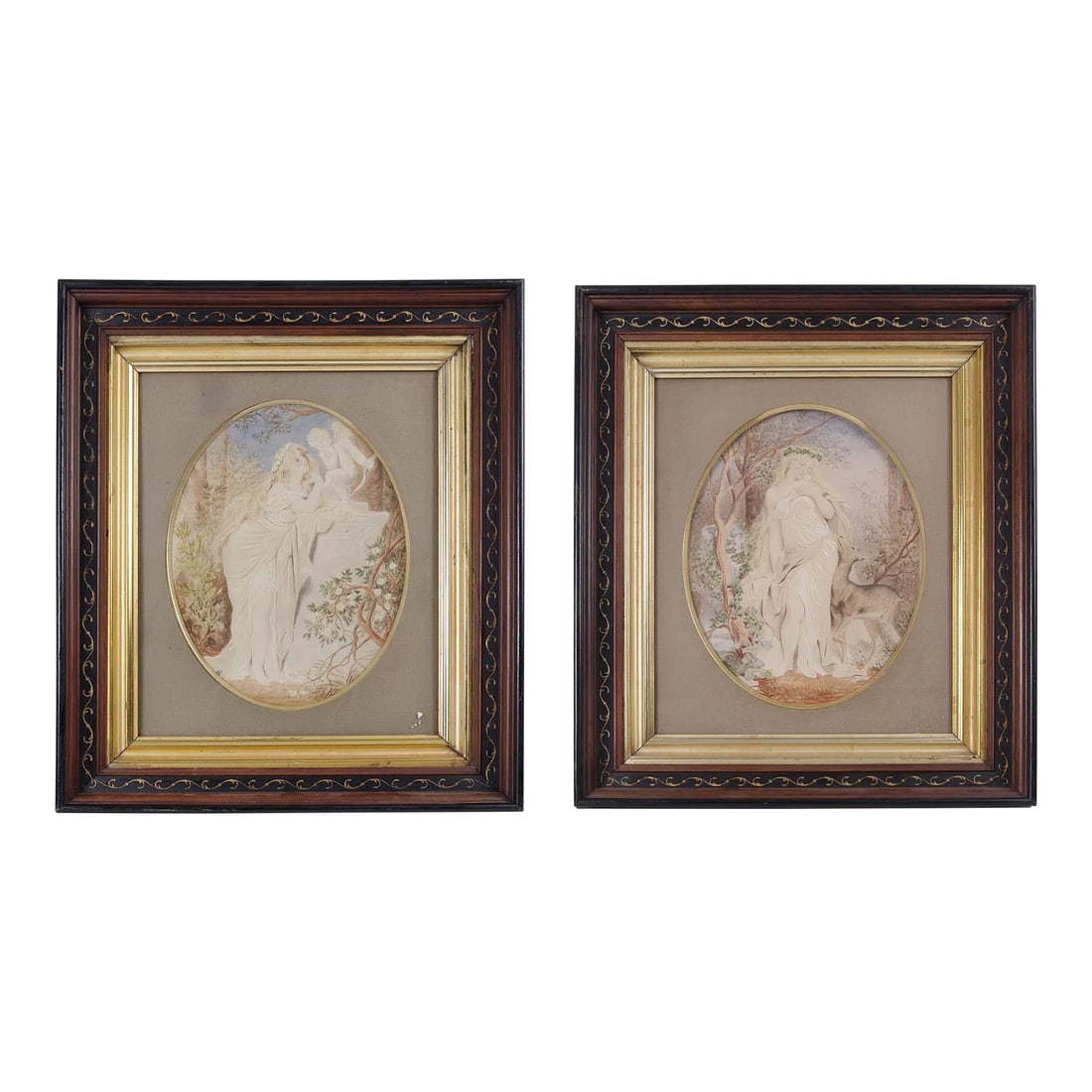 Mid 19th Century H. Campion Pair of Watercolor Paintings (1 of 11)