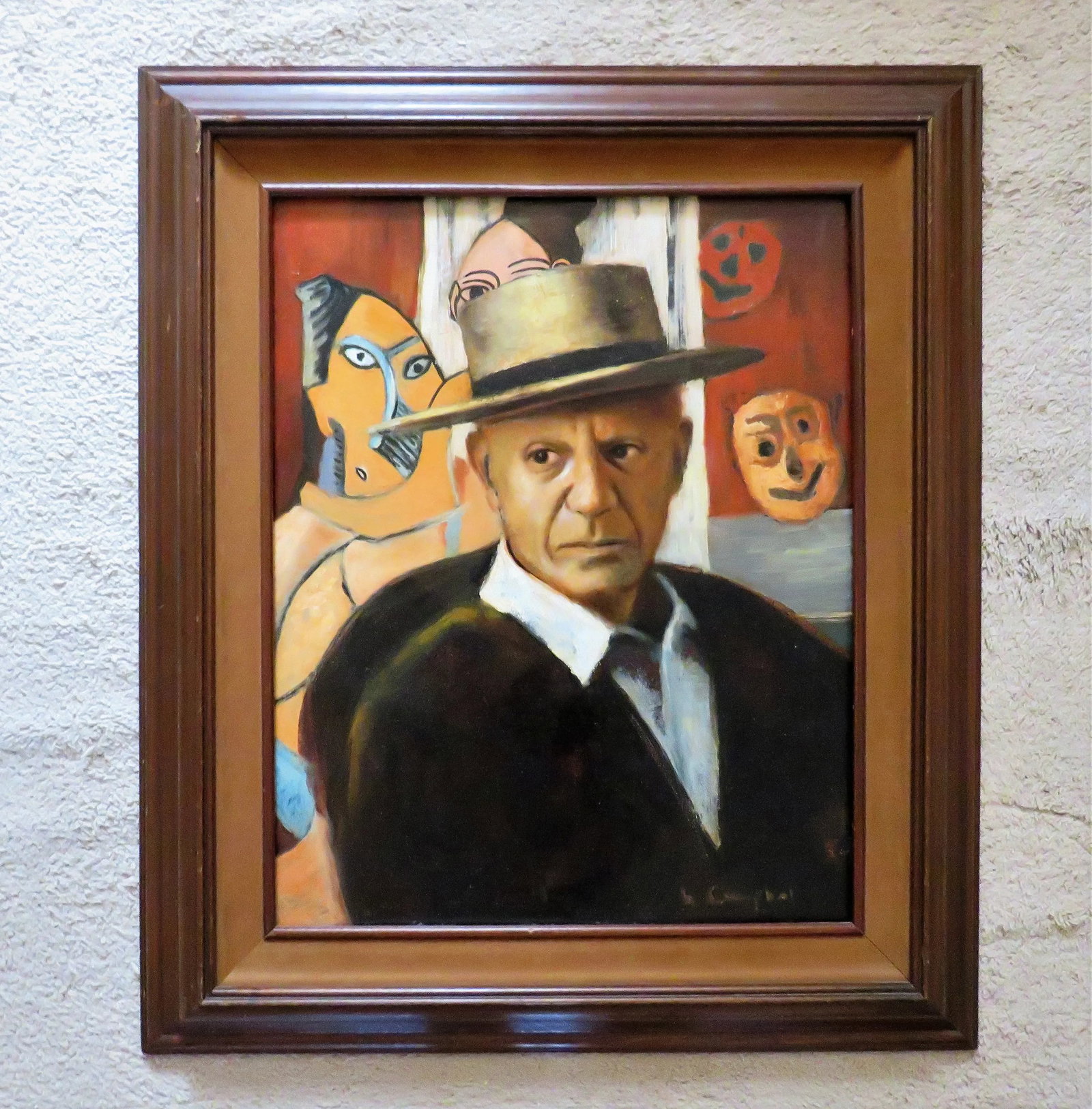 Portrait Oil Painting of Pablo Picasso Rare Mid Century Modern Signed - 7