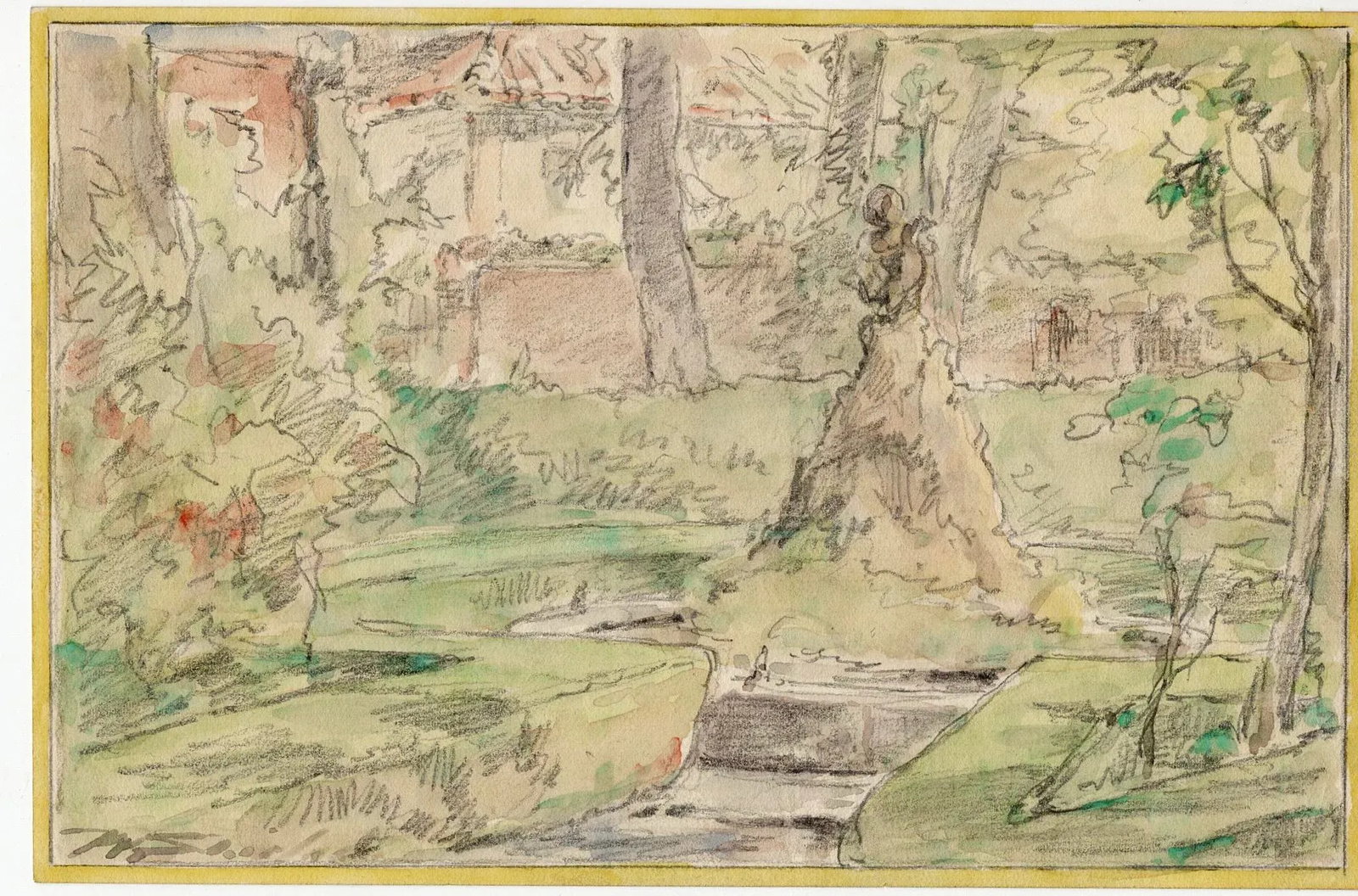 Walter Shirlaw Spanish Garden Watercolor - 3