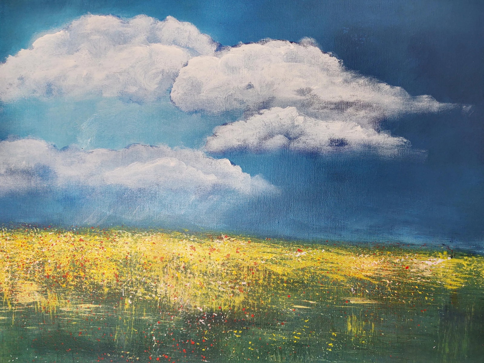 Poppies and Buttercups Contemporary Original Impressionist Style Landscape Painting by Linda McDon - 7