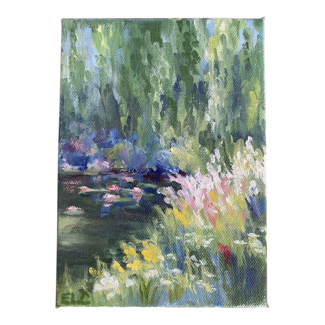 Contemporary Post-Impressionist Nature Scene Oil Painting: A signed post-impressionist masterwork on a smaller relatable scale. An oil painting that feels as if it has all the characteristics of impressionism including tone color, atmosphere, and fluidity. Re