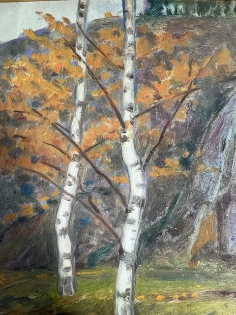 1920 Landscape With Trees Oil Painting, Framed - 3