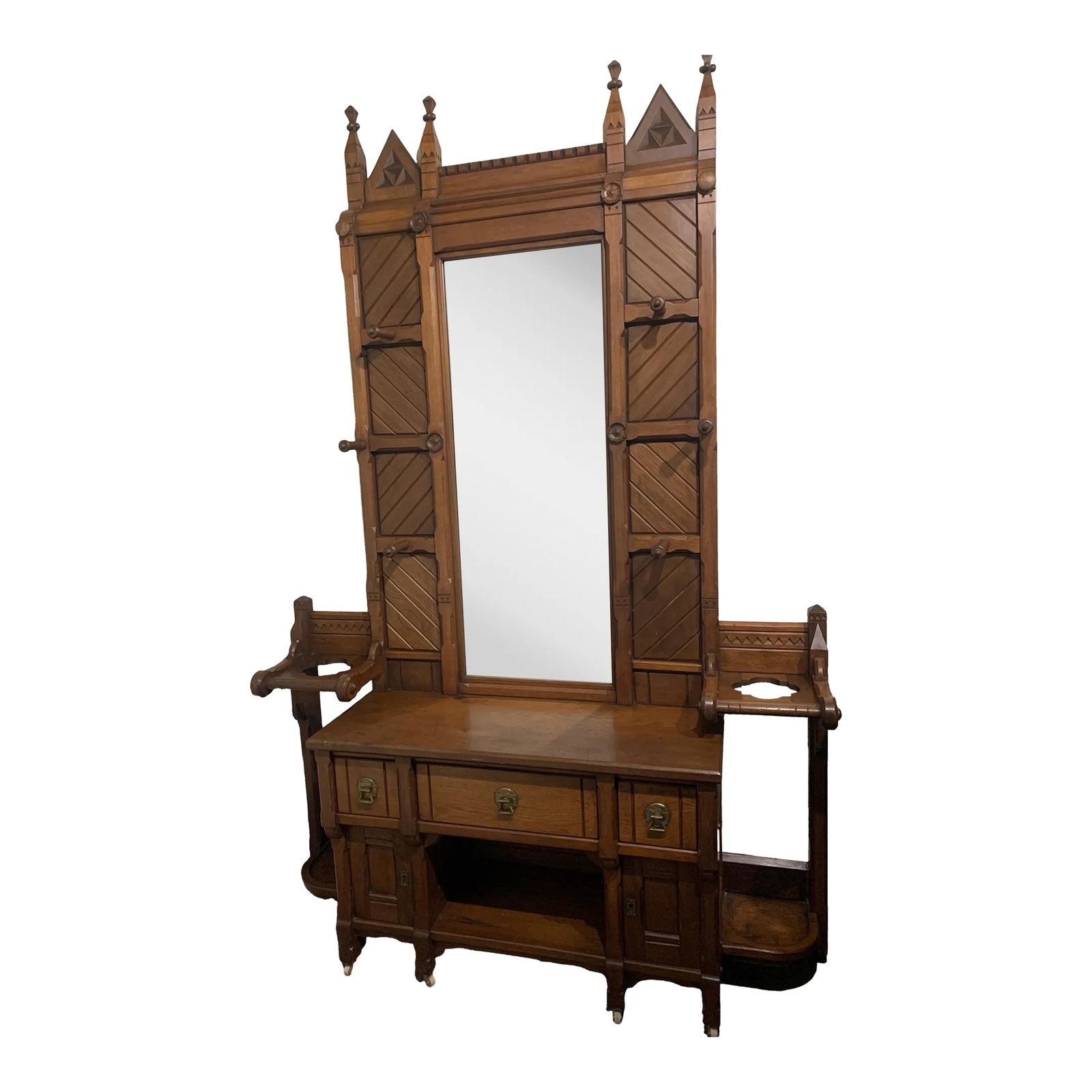Late 19th Century Walnut Victorian Hall Tree (1 of 6)