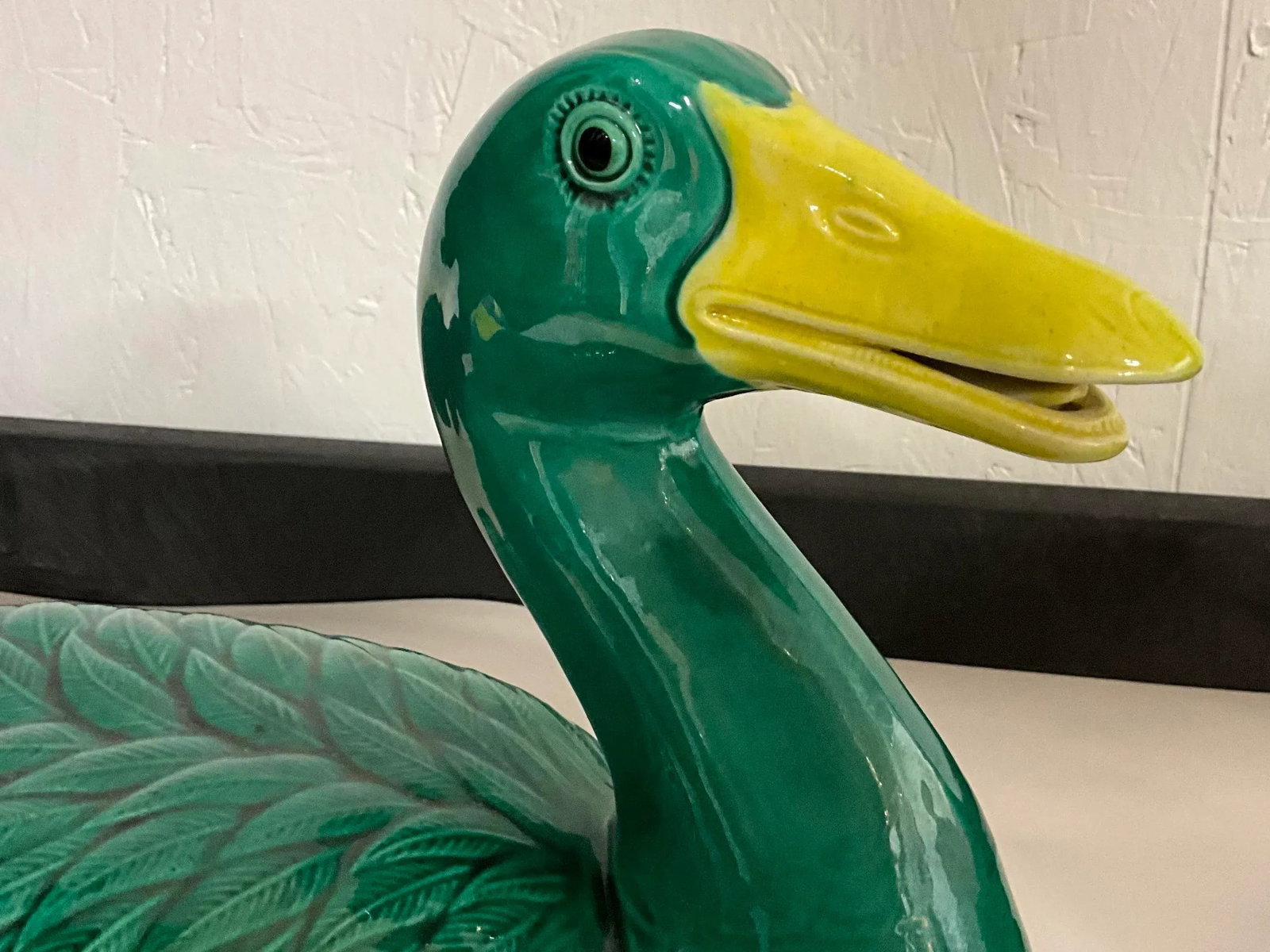 Large Scale Chinese Export Style Hand Painted Ceramic Ducks - Pair - 2