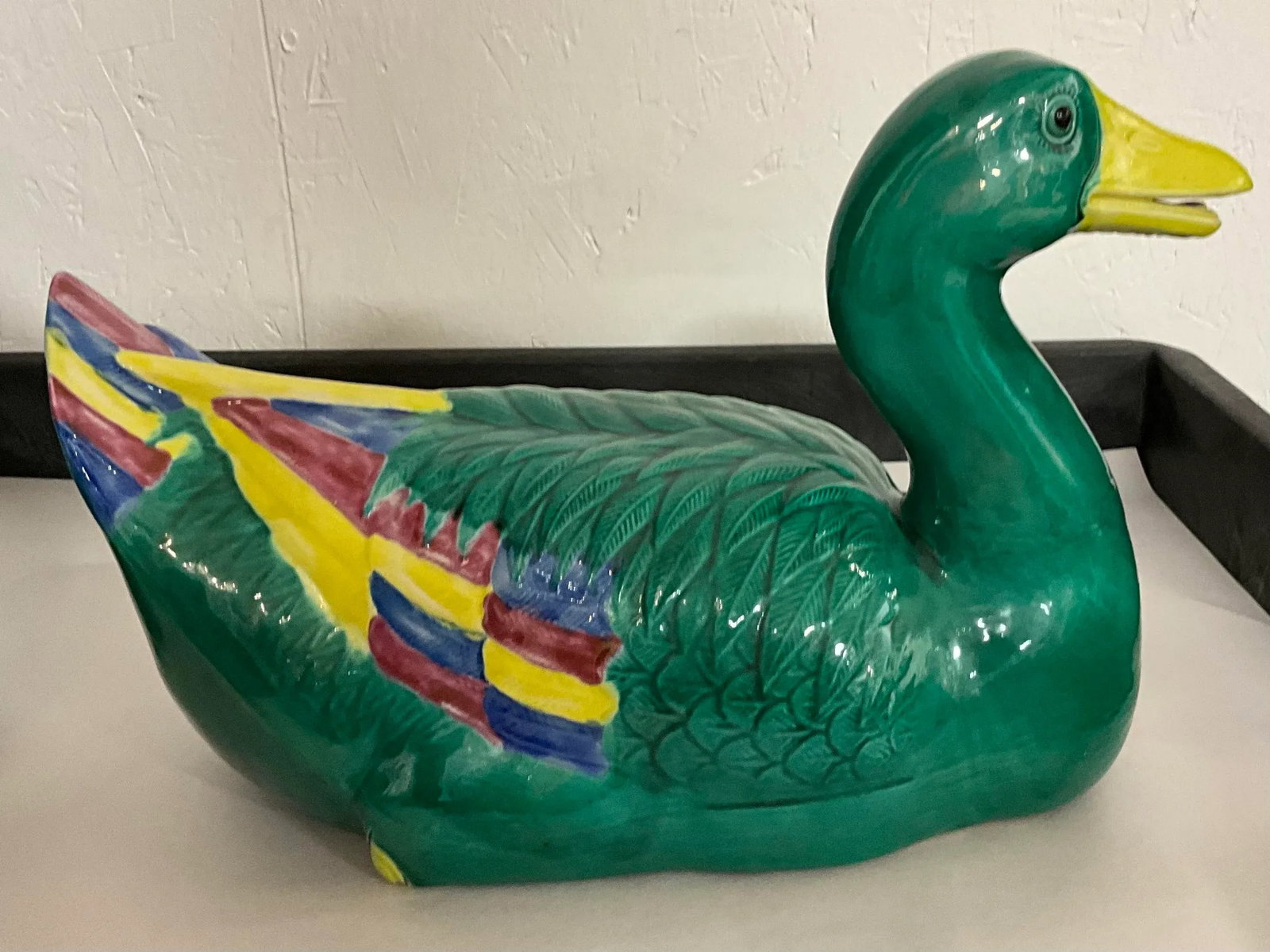 Large Scale Chinese Export Style Hand Painted Ceramic Ducks - Pair - 4