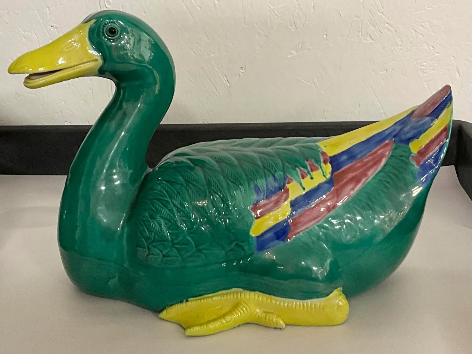 Large Scale Chinese Export Style Hand Painted Ceramic Ducks - Pair - 5