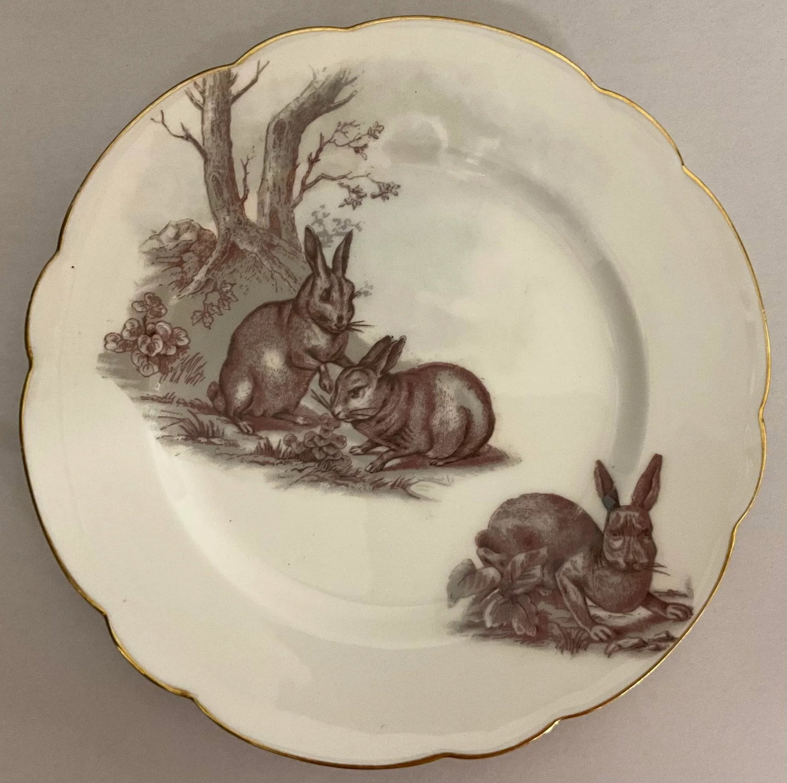 19th-Century Set of 8 French Limoges Dessert Plates - Rabbits, Birds, Puppies - 3