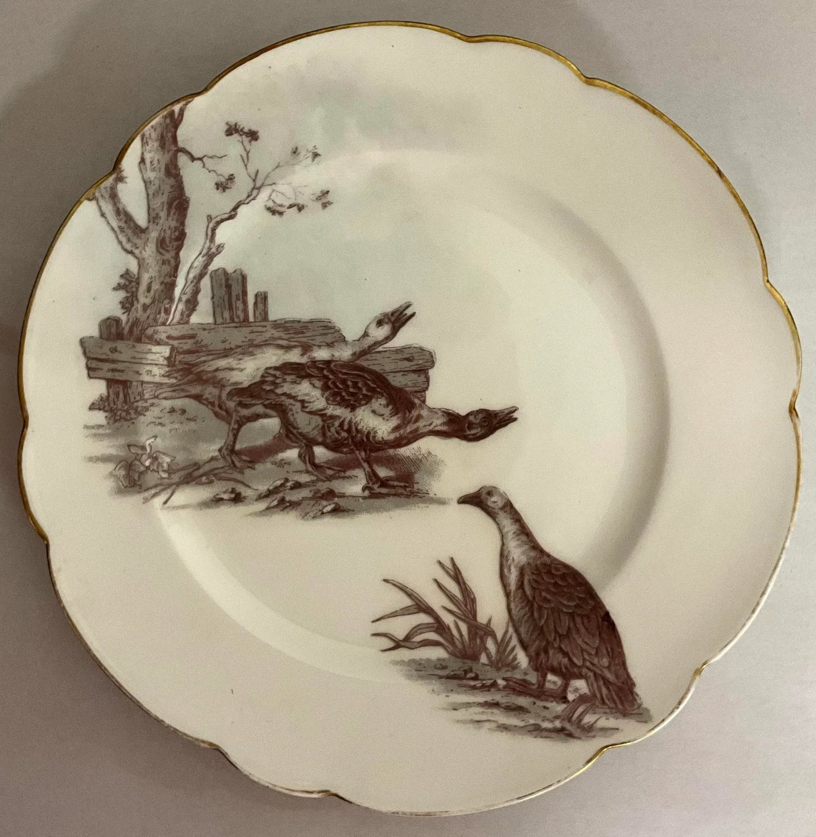 19th-Century Set of 8 French Limoges Dessert Plates - Rabbits, Birds, Puppies - 4