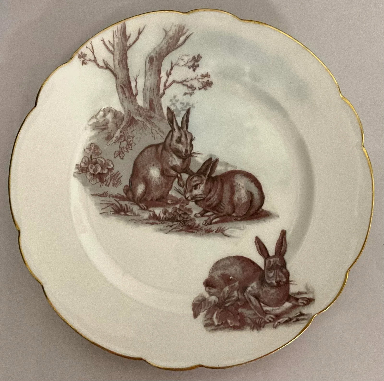 19th-Century Set of 8 French Limoges Dessert Plates - Rabbits, Birds, Puppies - 6