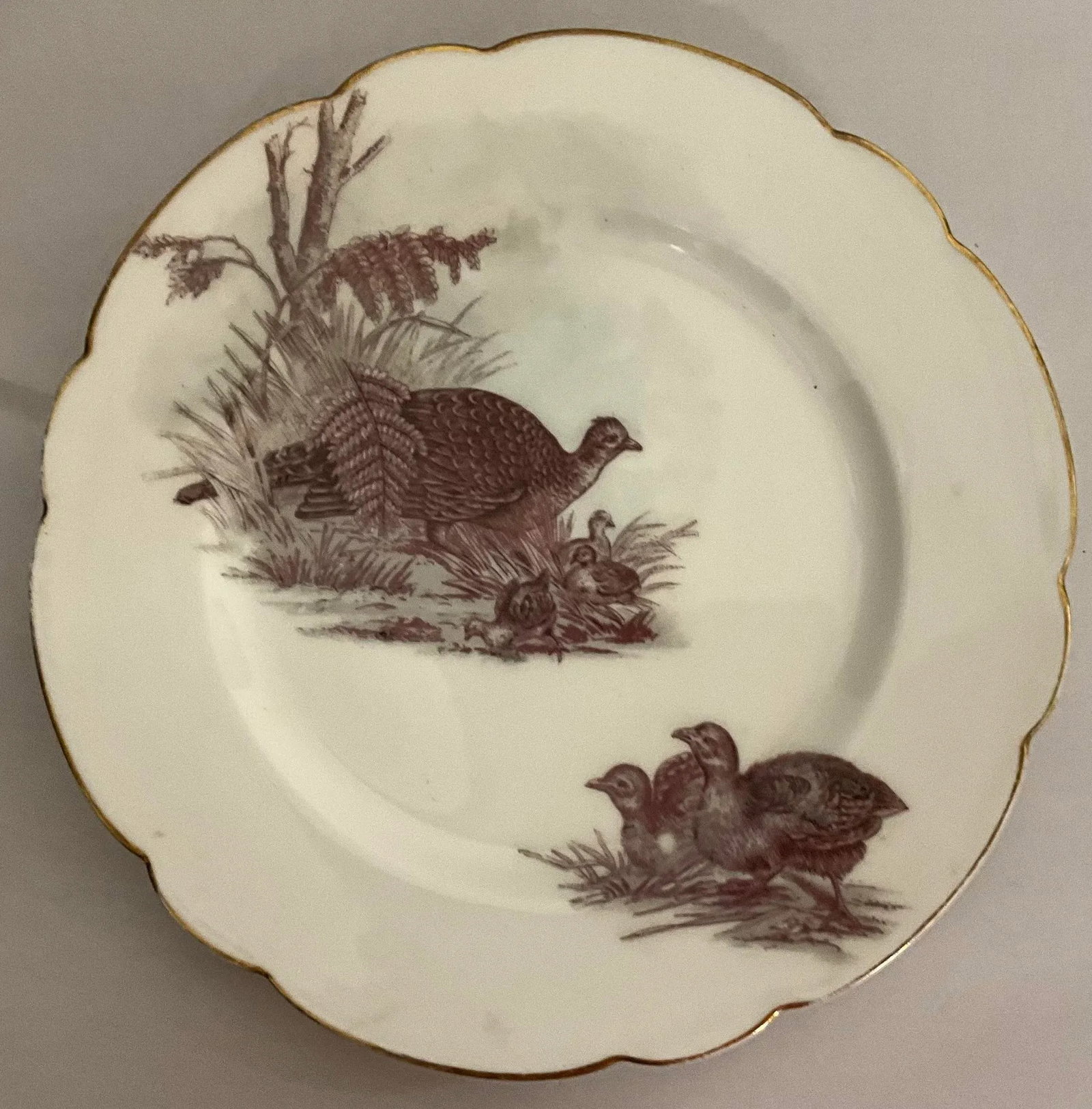 19th-Century Set of 8 French Limoges Dessert Plates - Rabbits, Birds, Puppies - 8