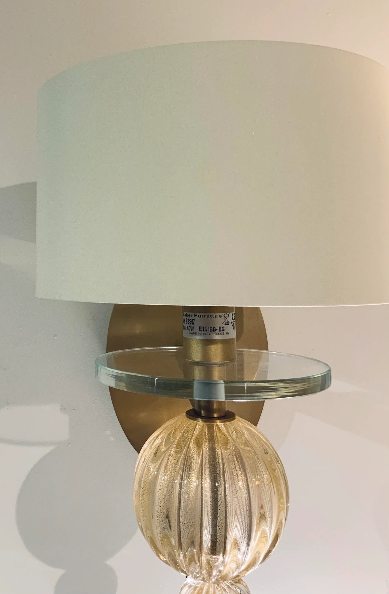 Barbara Barry for Baker Murano Glass Gold Fleck Wall Sconce - 3