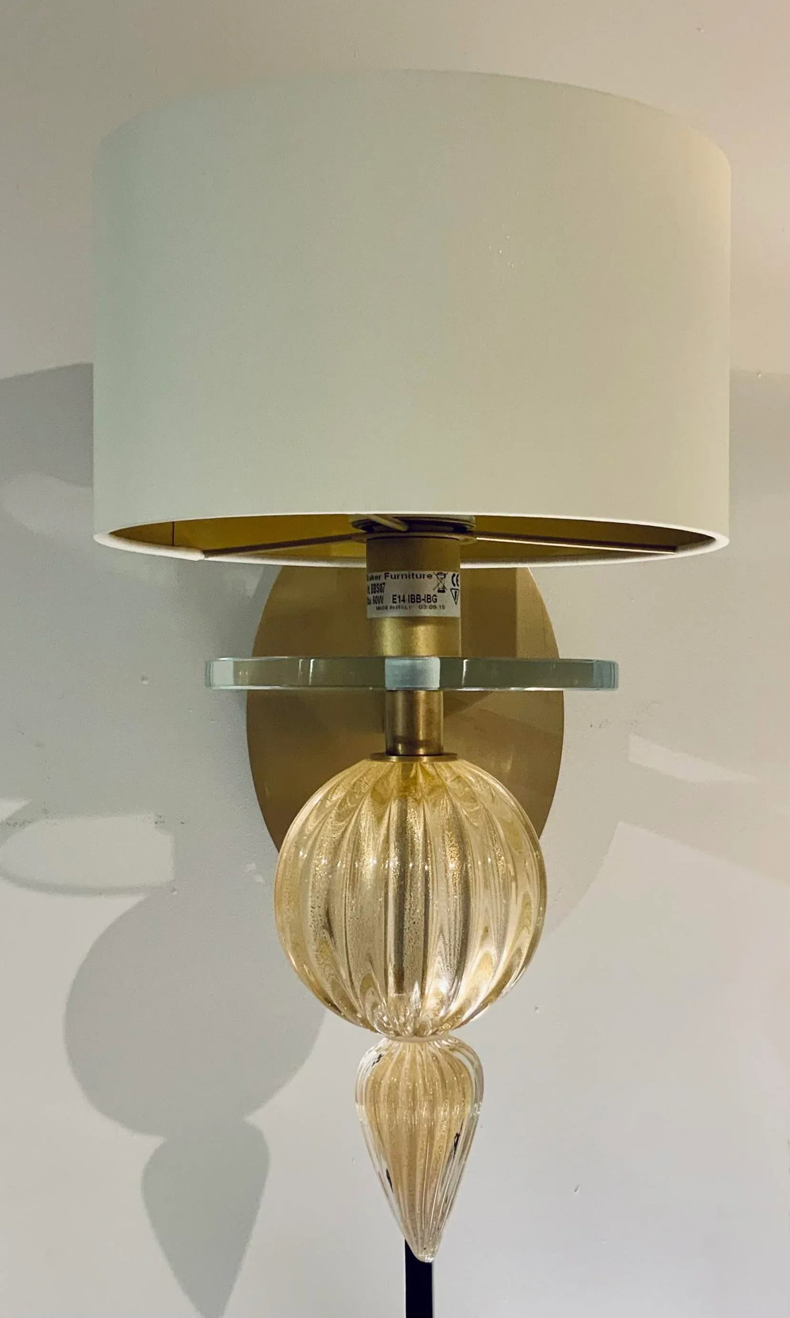Barbara Barry for Baker Murano Glass Gold Fleck Wall Sconce - 4