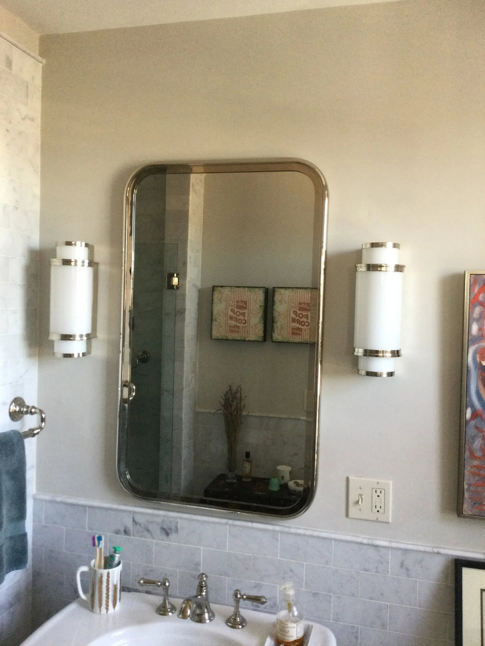 Pair of Ralph Lauren Art Deco Style 1-Light Sconces in Polished Nickel - 5
