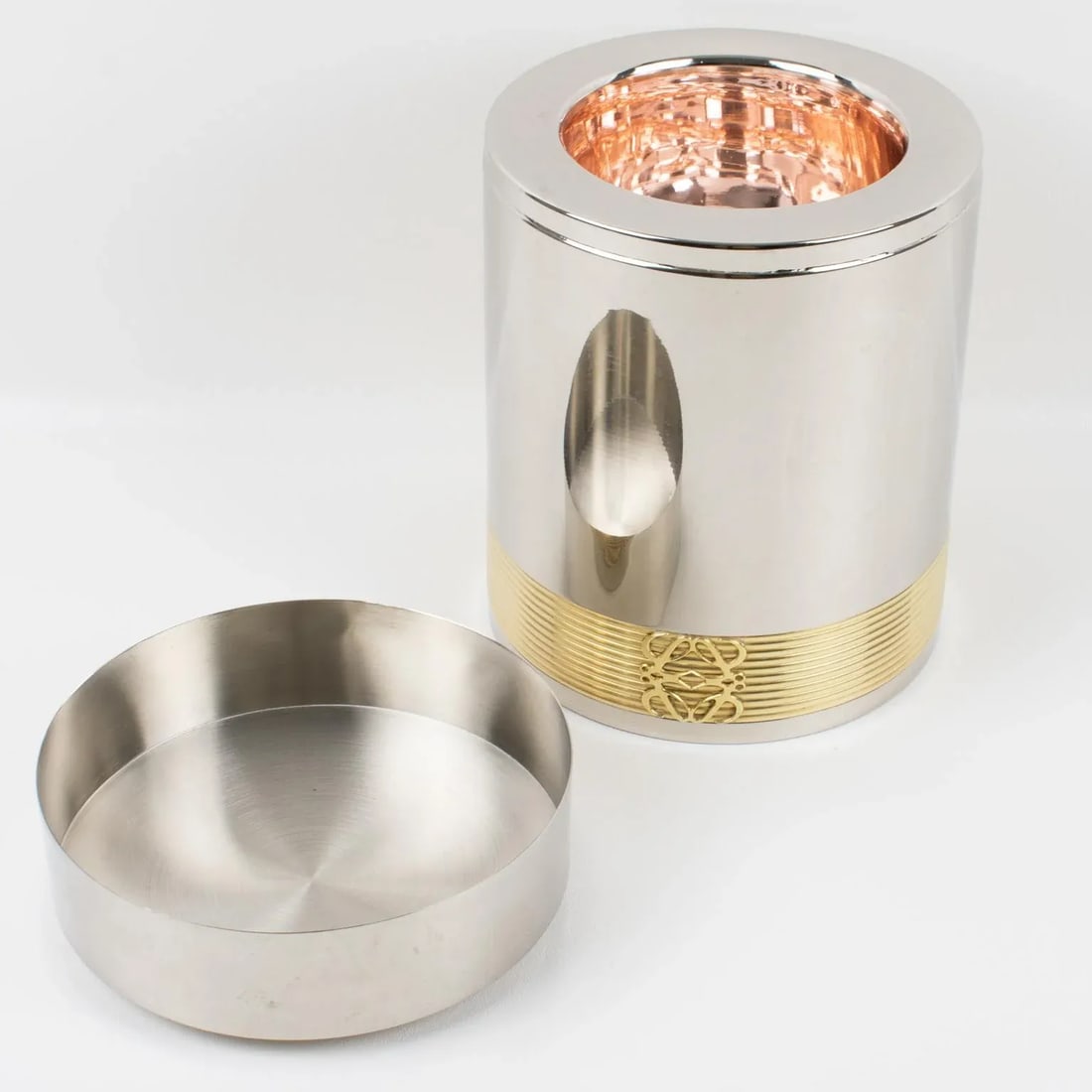 Loewe Spain Chrome and Gilded Brass Barware Ice Bucket - 4