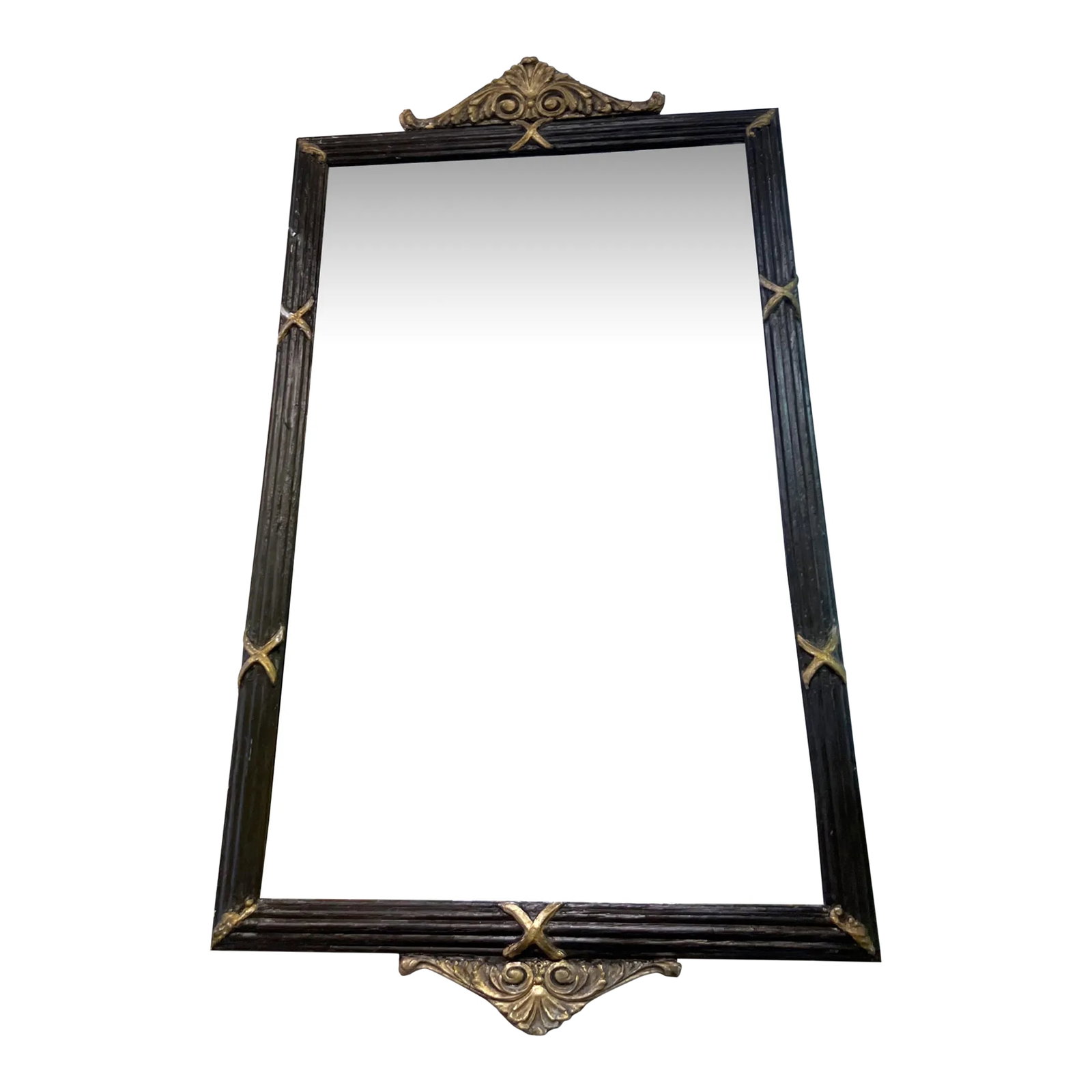 Antique Italian Black and Gilt Beveled Mirror: A striking hand painted black framed mirror with gold leaf details. Welcome to Solid Gold Velvet Interiors! We are so happy to have you. We are a small curated shop in Charleston, Sc. We are open by