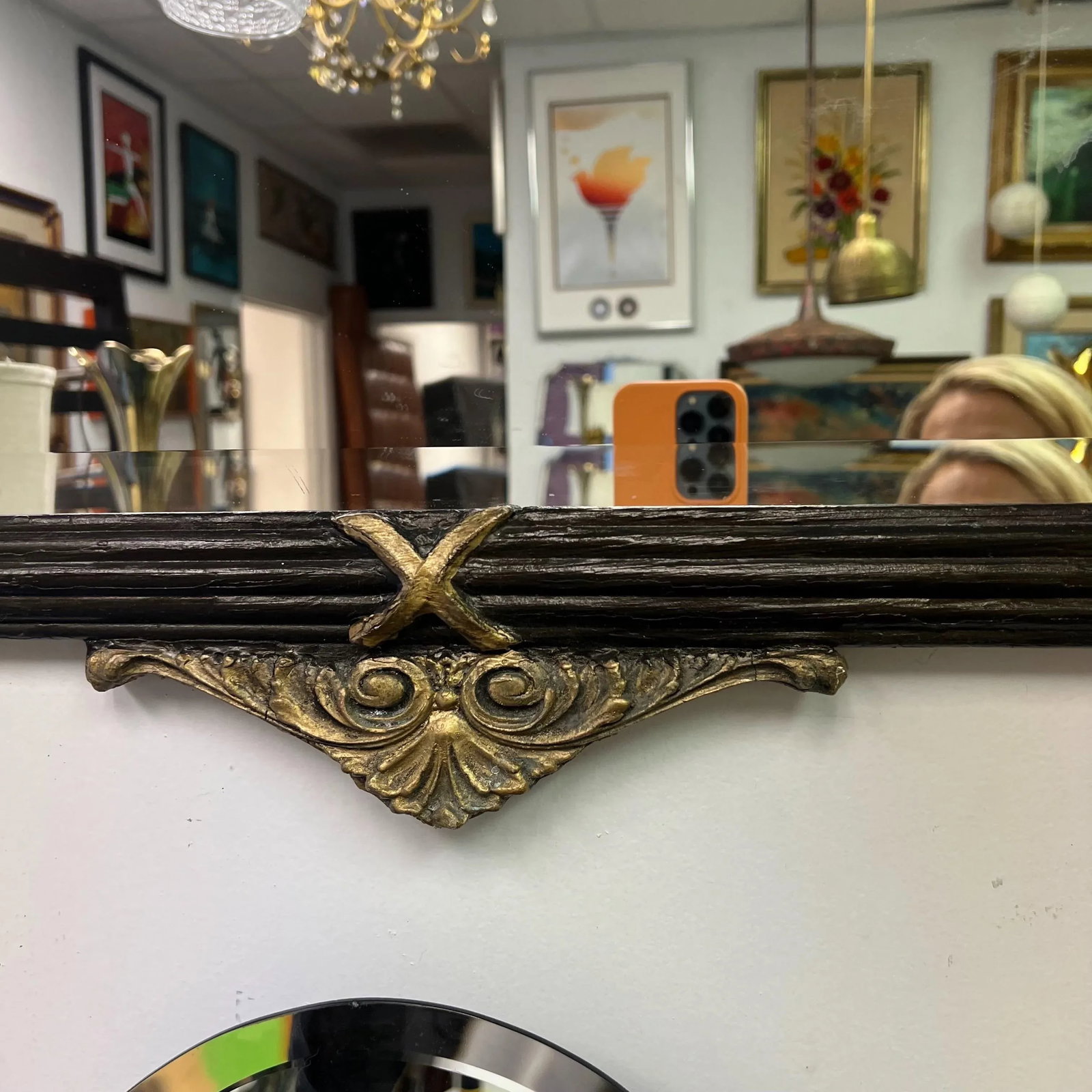Antique Italian Black and Gilt Beveled Mirror - 2