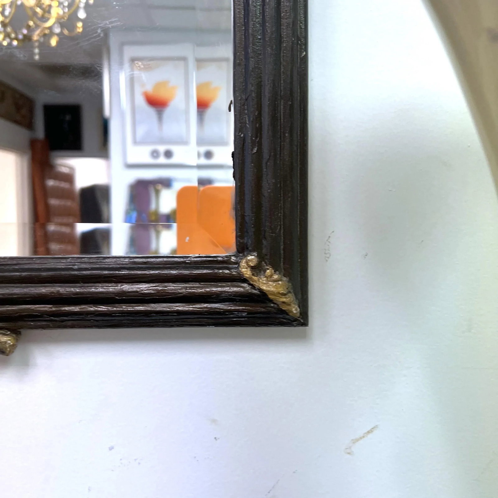 Antique Italian Black and Gilt Beveled Mirror - 3