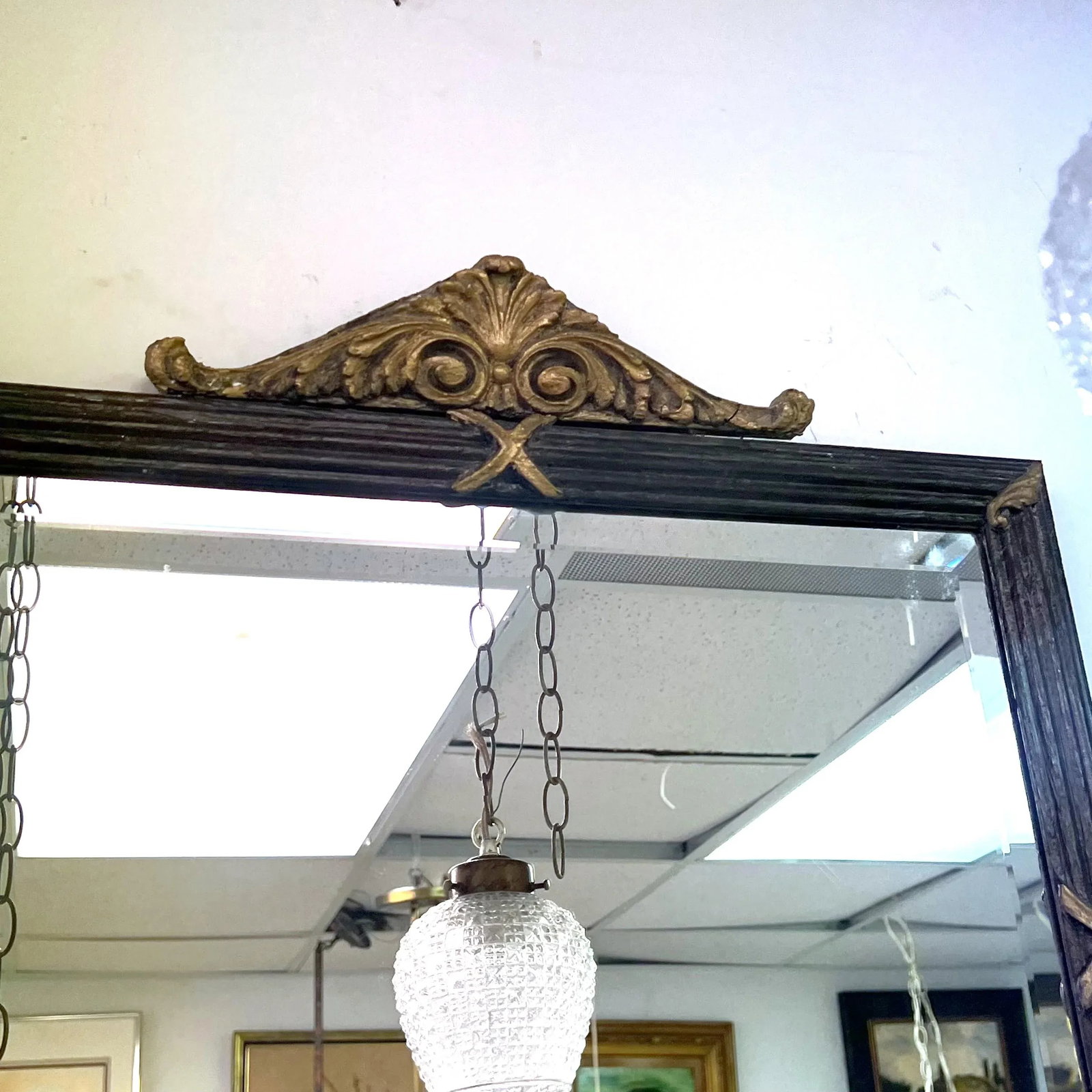 Antique Italian Black and Gilt Beveled Mirror - 8