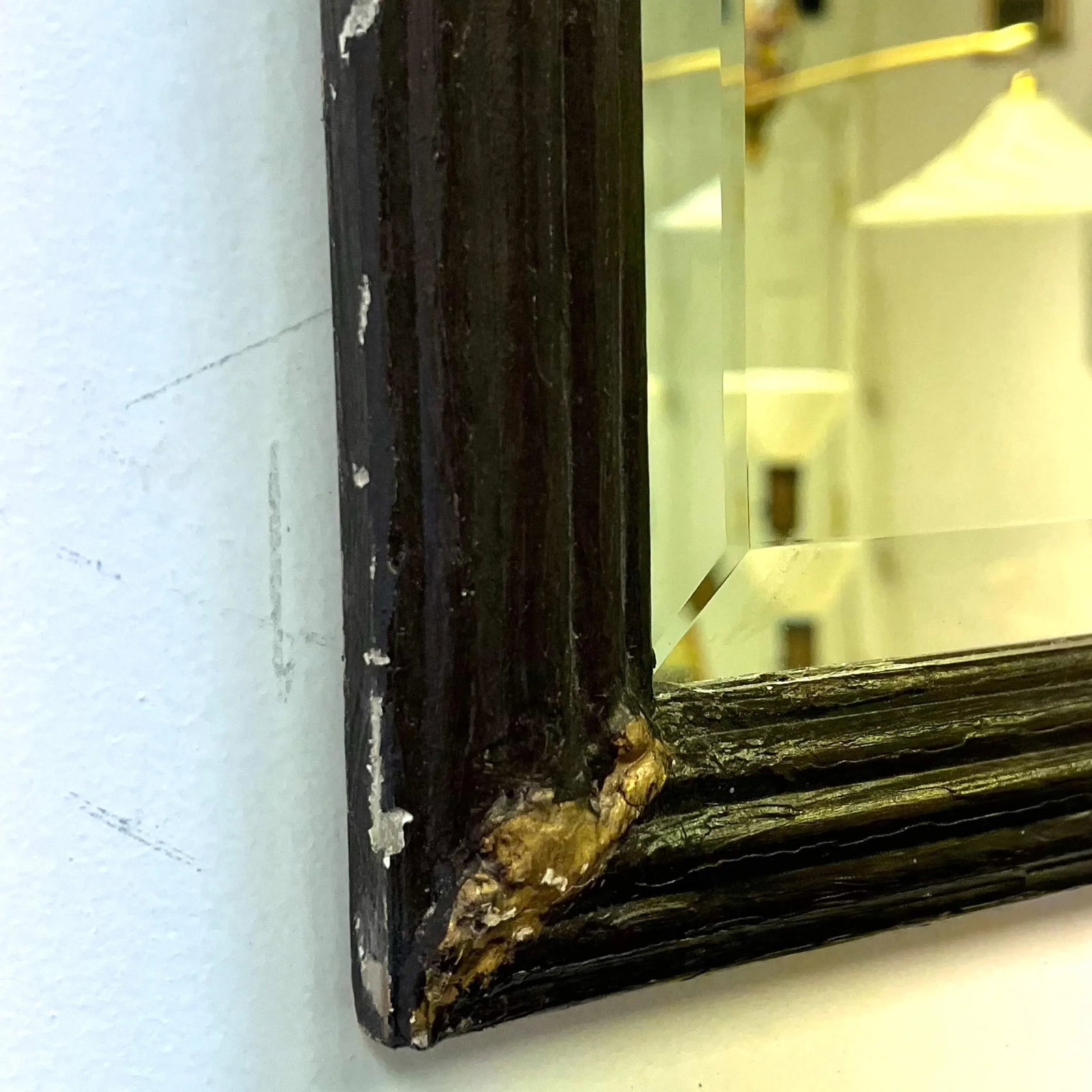 Antique Italian Black and Gilt Beveled Mirror - 9