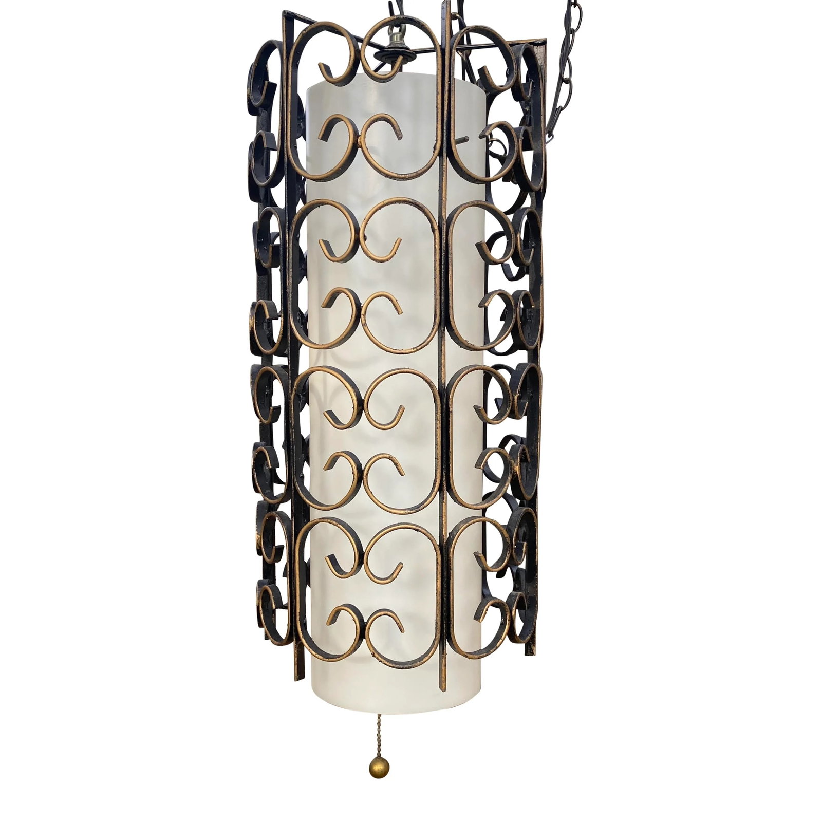 Mid-Century Wrought Iron Hanging Swag Light. - 2