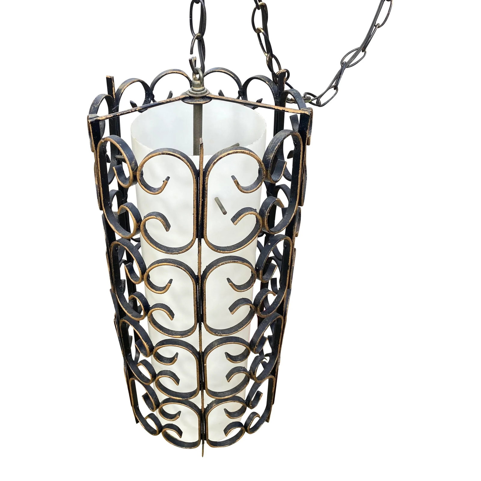Mid-Century Wrought Iron Hanging Swag Light. - 4