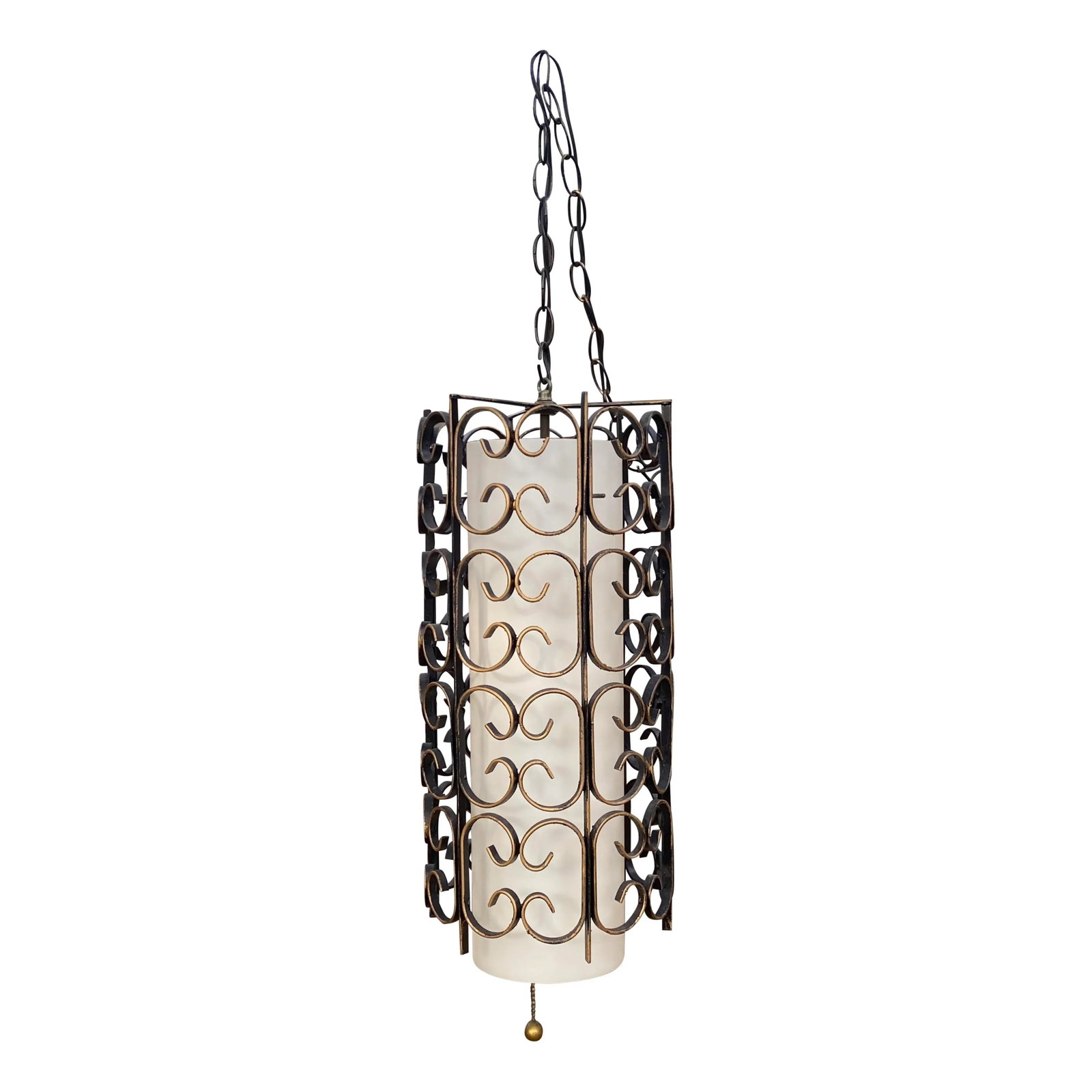 Mid-Century Wrought Iron Hanging Swag Light. - 5