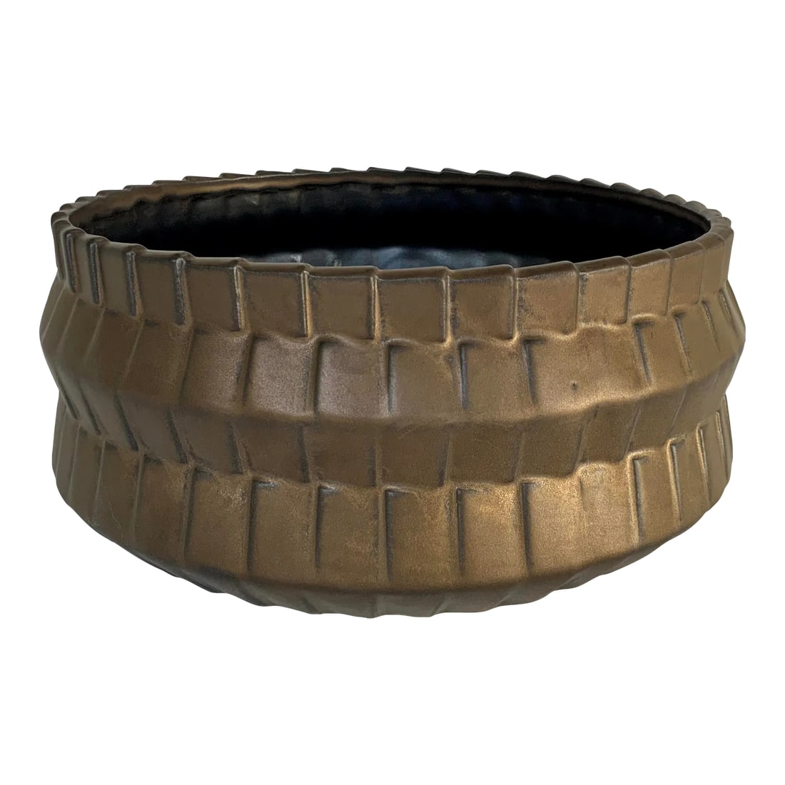 Theodore Alexander Modern Bronze Ceramic Bowl: Stylish Theodore Alexander Modern Bronze Ceramic Bowl, painted black interior, showroom floor sample Condition: Imperfections: Some Imperfections Condition Notes: Showroom floor sample, not brand new 