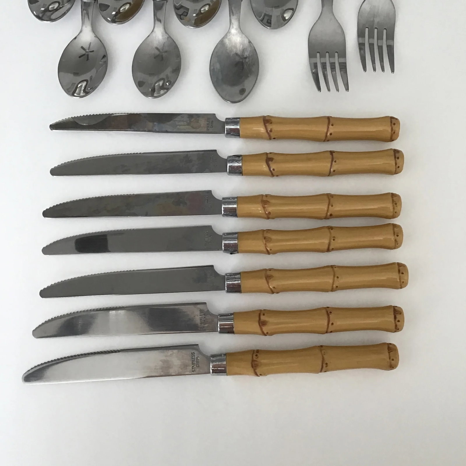 Bamboo Vintage Tableware Bamboo Handle Stainless Flatware Set of 16 Pieces - 4