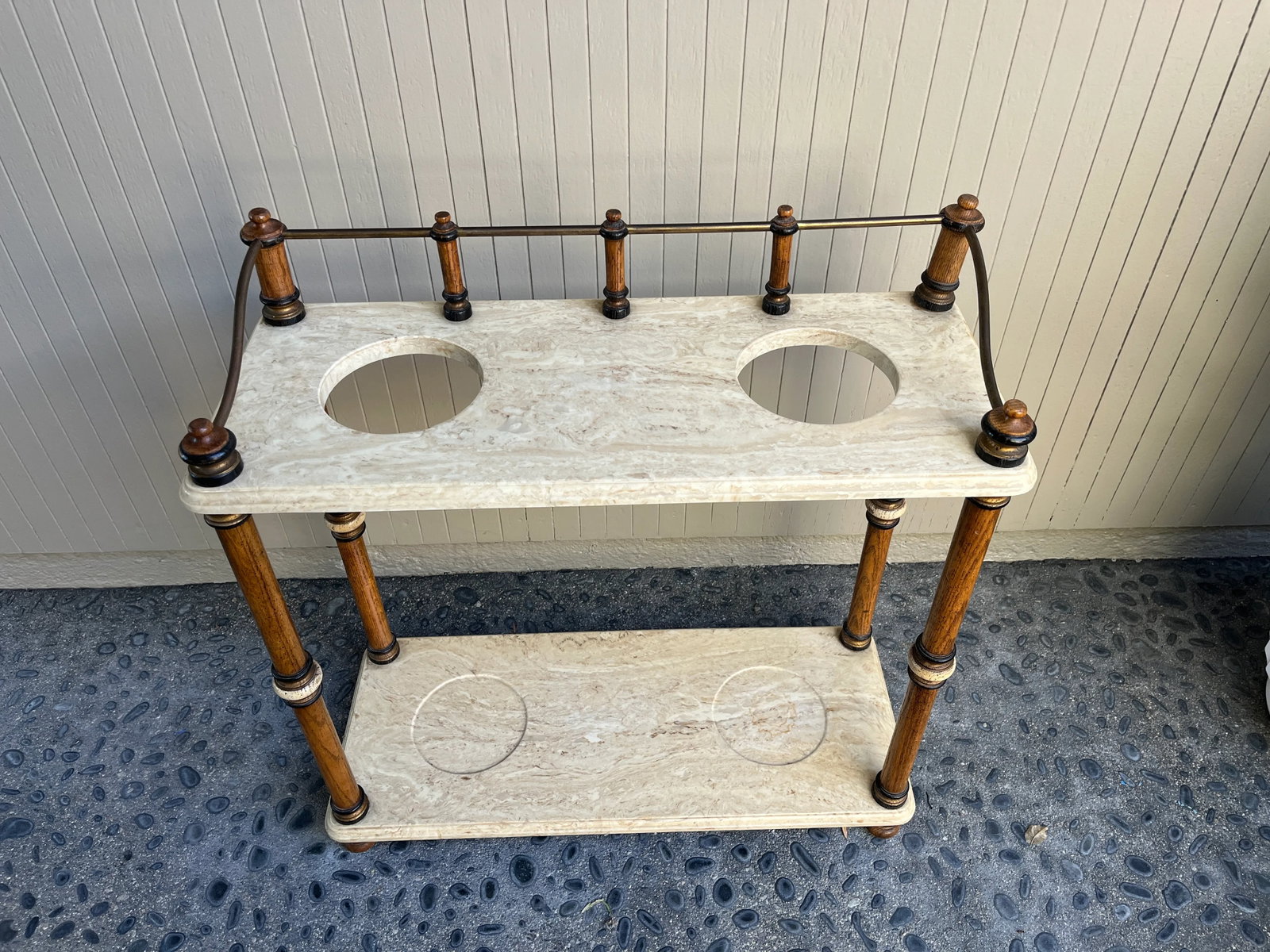 1970s Vintage Marble Umbrella & Plant Stand - 2