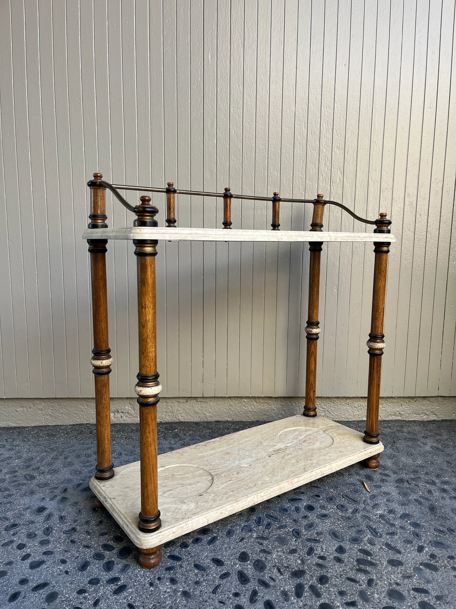 1970s Vintage Marble Umbrella & Plant Stand - 3