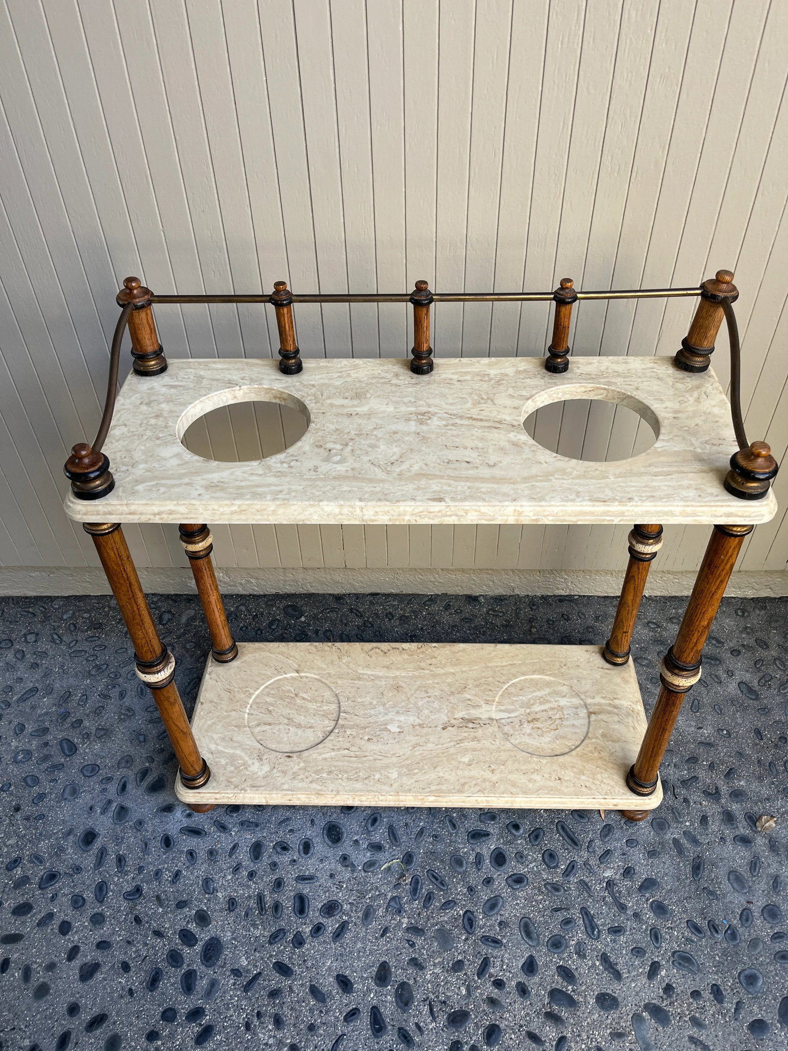 1970s Vintage Marble Umbrella & Plant Stand - 4