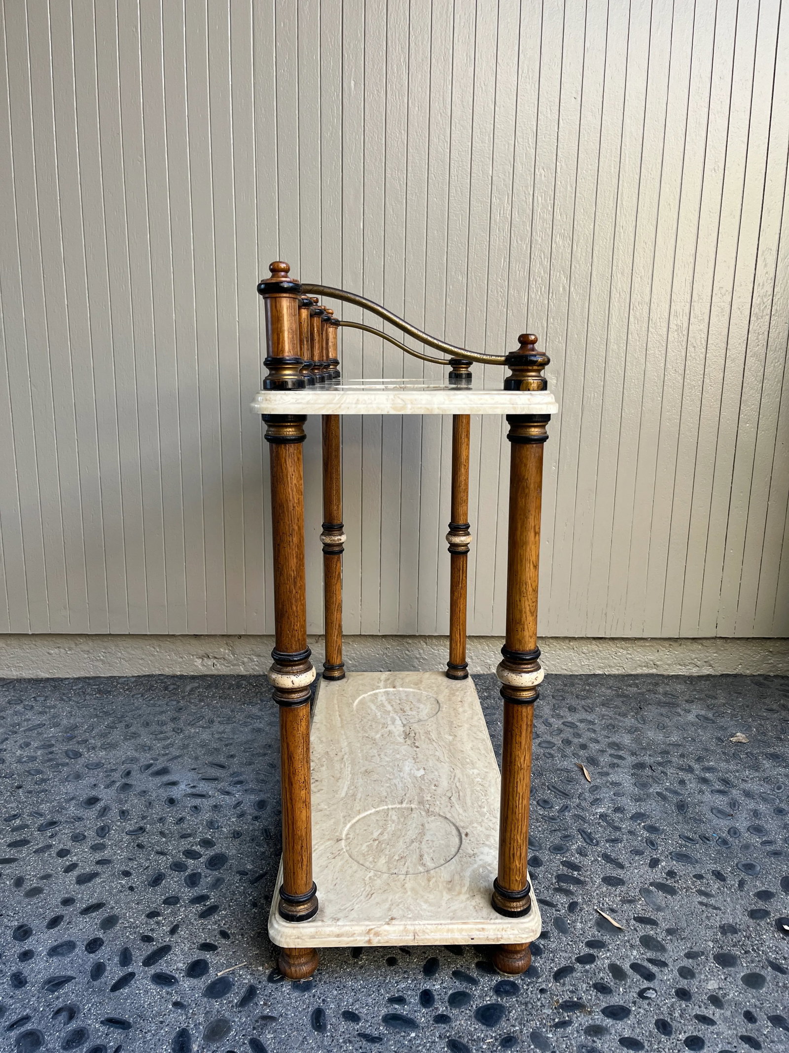 1970s Vintage Marble Umbrella & Plant Stand - 5