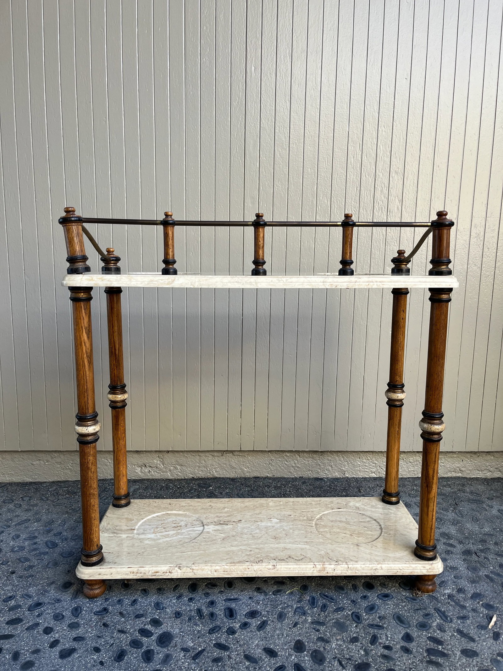 1970s Vintage Marble Umbrella & Plant Stand - 9