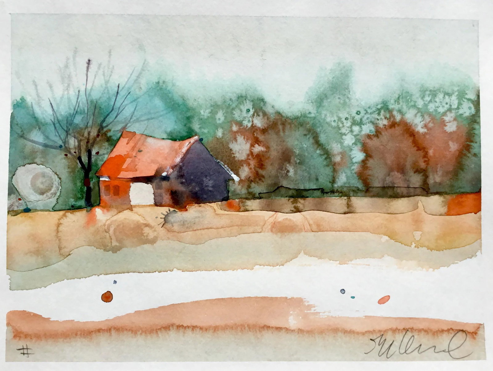 Original La Center Autumn Landscape Watercolor Painting: Original watercolor painting on strathmore paper. Landscapes. Condition: Imperfections: No Imperfections Condition Notes: Excellent - Minor wear consistent with age and history Creator: Brand: Steve