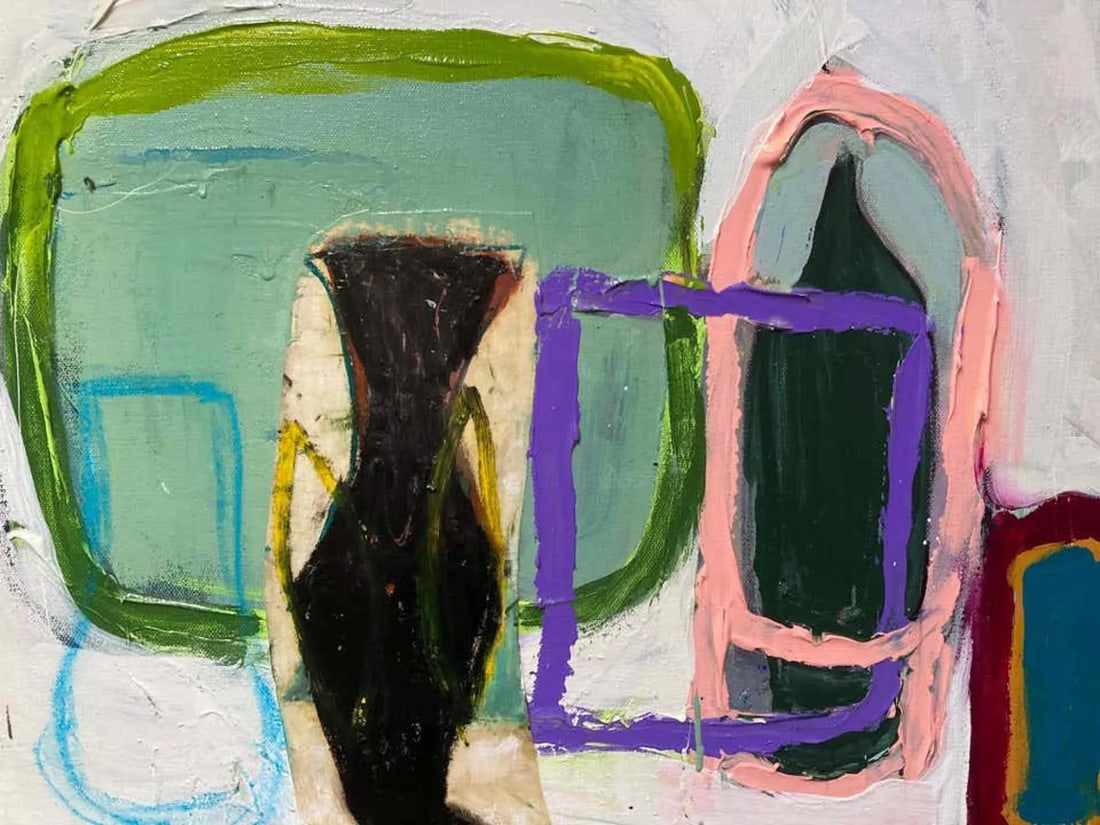 Family Portrait #5 (Framed Contemporary Abstract Multimedia Painting), Guy Lyman - 2