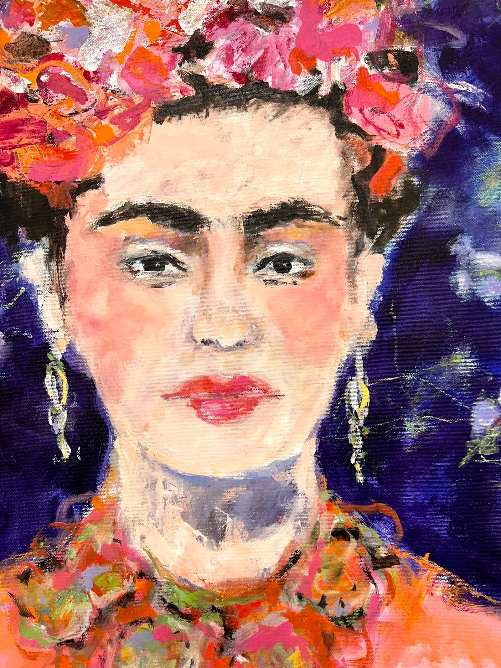 Frida Kahlo Contemporary Original Expressionist Portrait Painting by Sandy Welch - 2