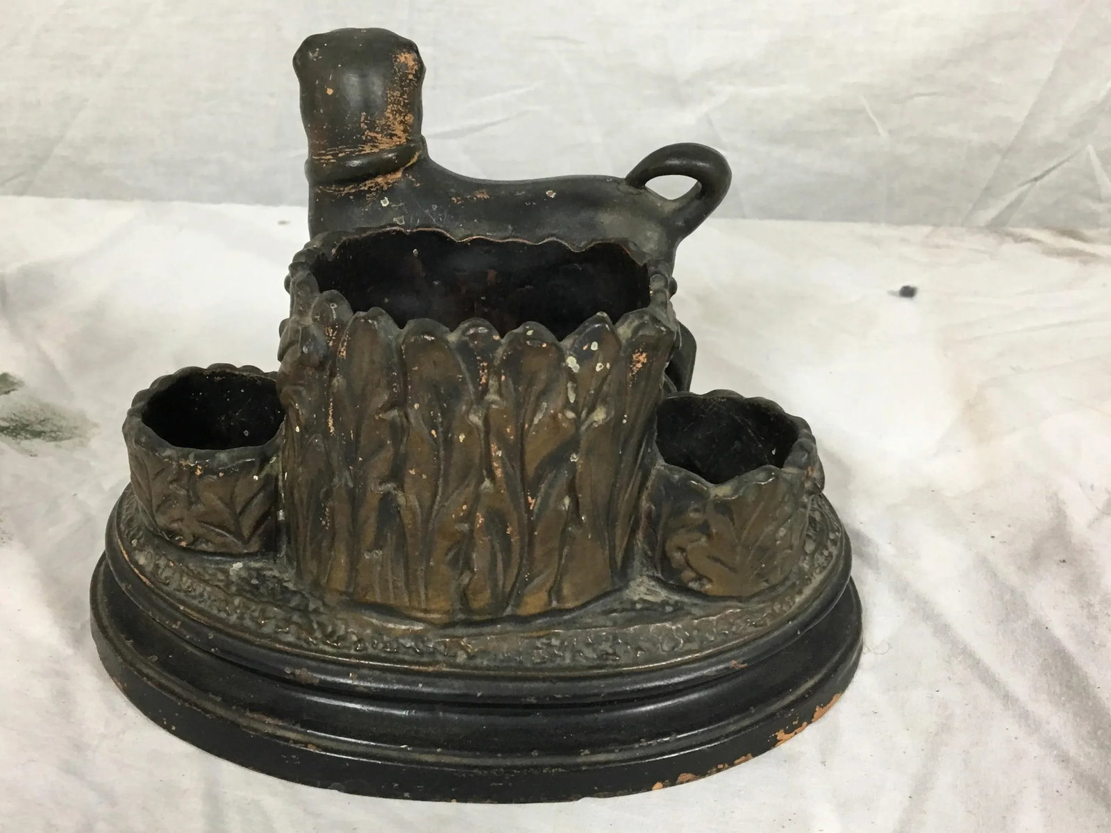 19th C. French Terra Cotta Dog Match Safe - 3