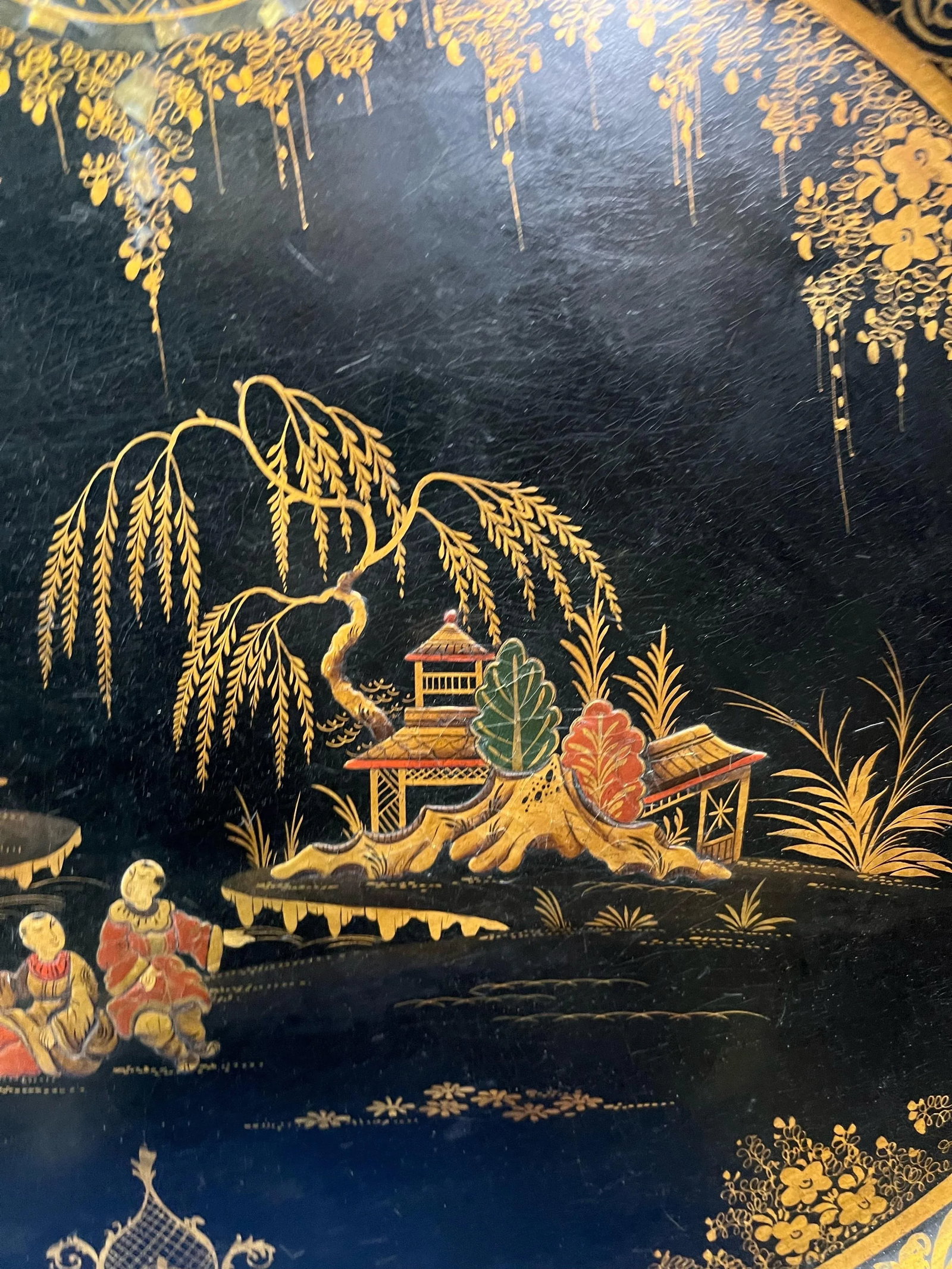 19th Century English Regency Papier-Msqrtcchsqrt(C) Chinoiserie Japanned Tray - 5