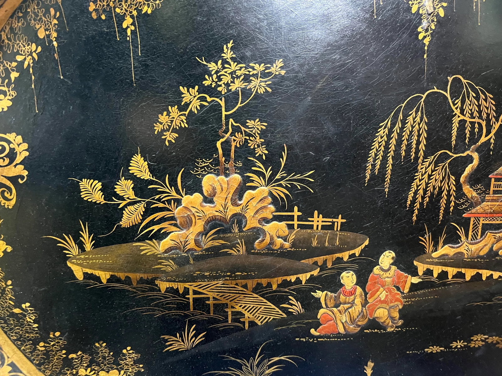 19th Century English Regency Papier-Msqrtcchsqrt(C) Chinoiserie Japanned Tray - 6