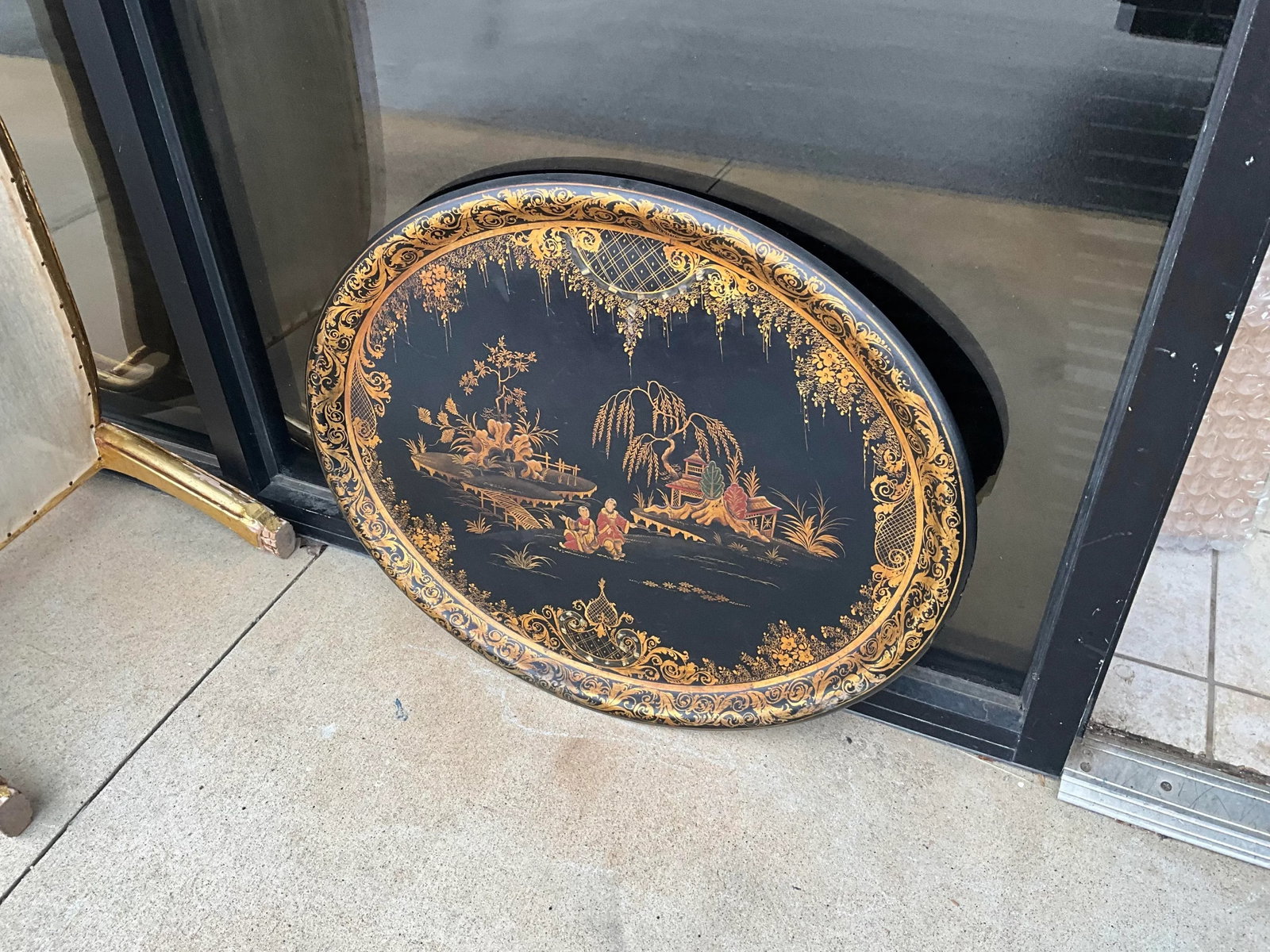 19th Century English Regency Papier-Msqrtcchsqrt(C) Chinoiserie Japanned Tray - 7