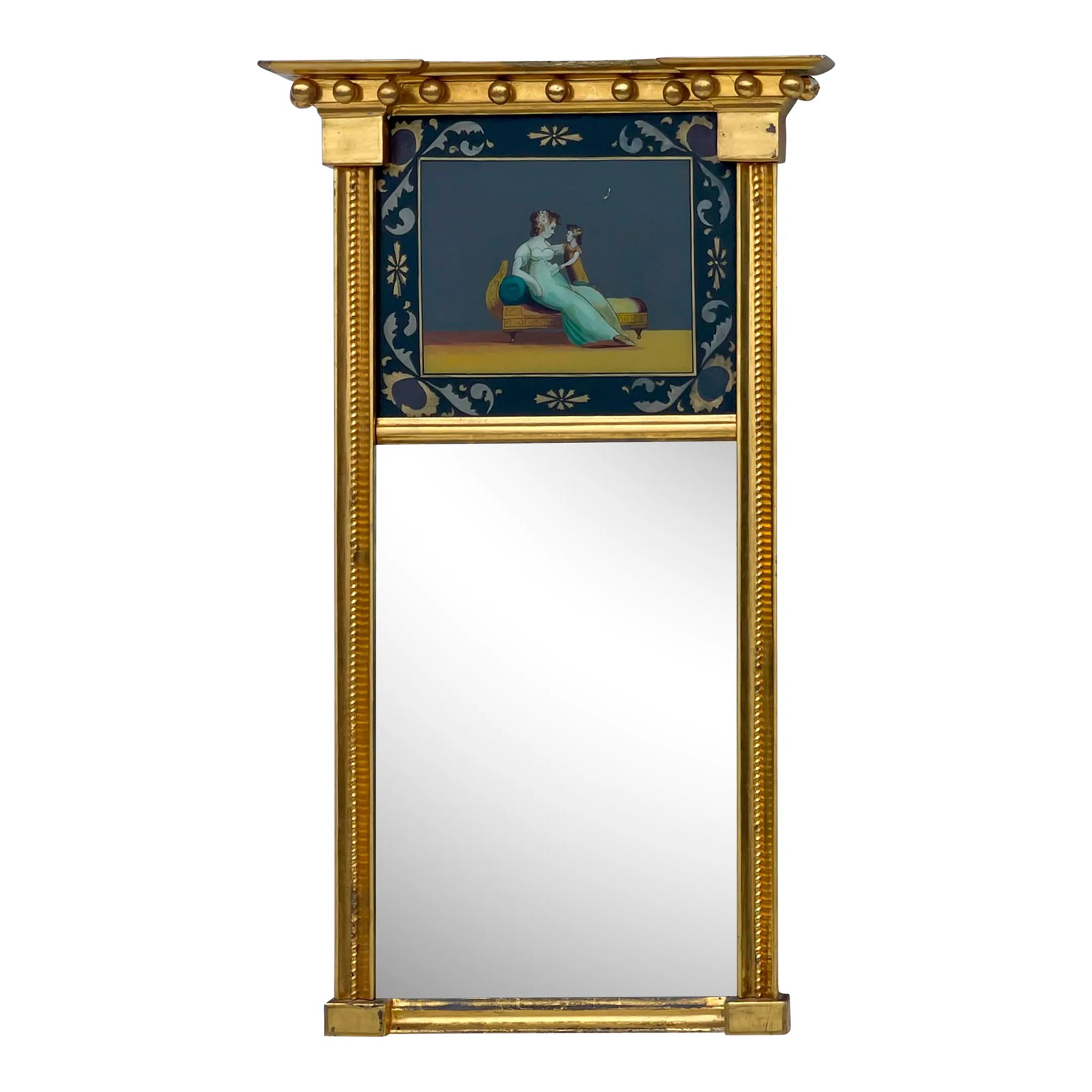 19th Century Federal Style Gilded Eglomise Trumeau Mirror With Mother & Child (1 of 6)