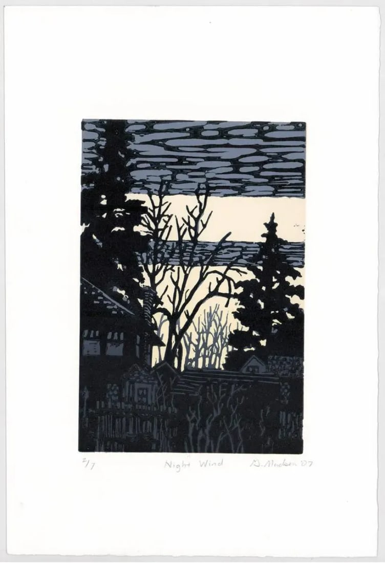 2007 Ginnie Madsen Night Wind Relief Print - 2