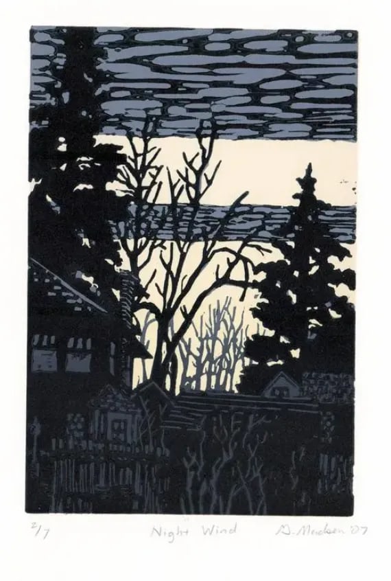 2007 Ginnie Madsen Night Wind Relief Print - 3
