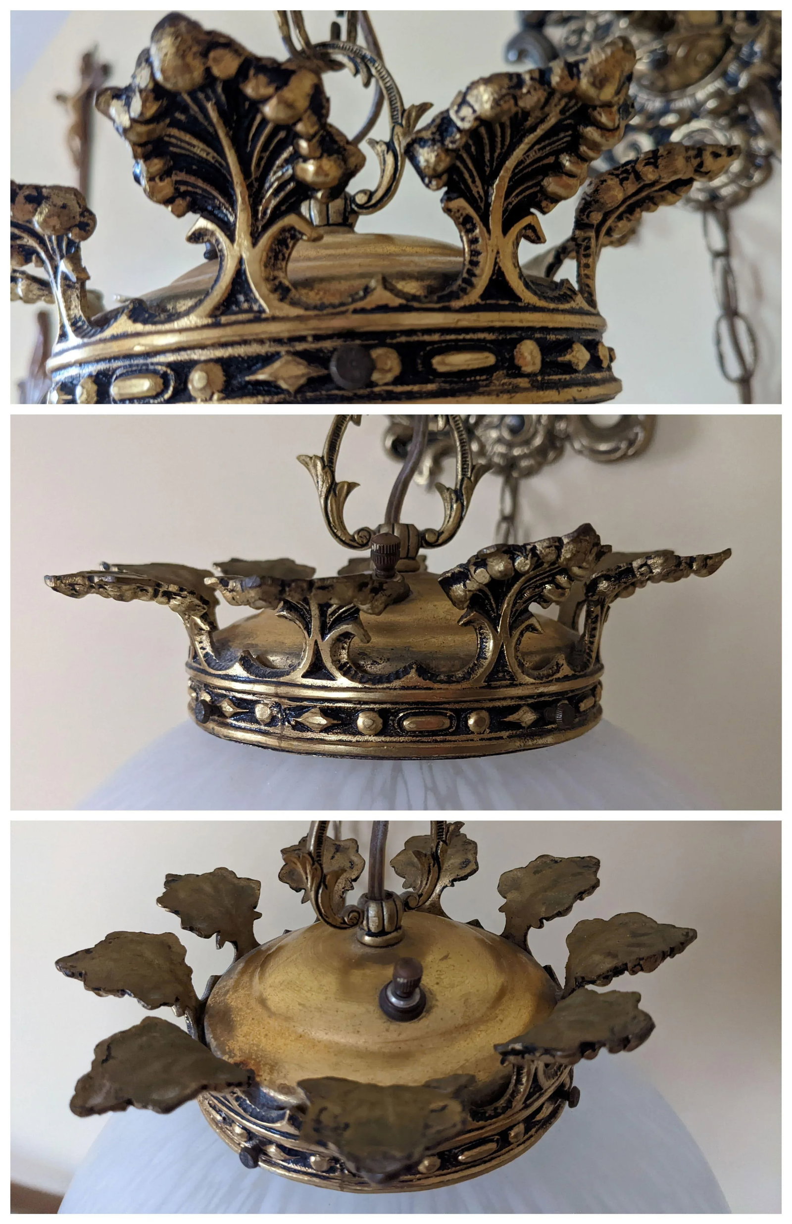 Pair of 1960's Art Deco Hanging Globe Swag Lamps - 10