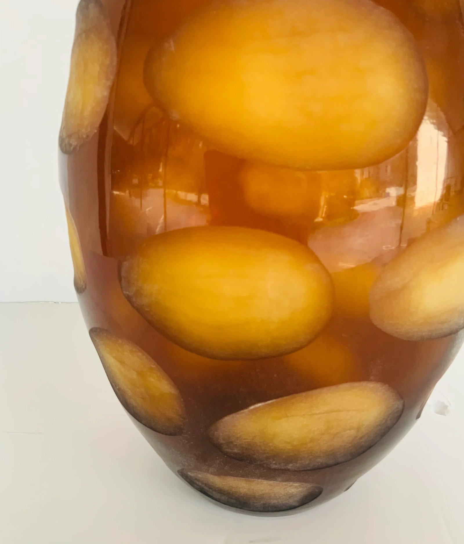 Theodore Alexander Modern Amber Cut Art Glass Vase - 2