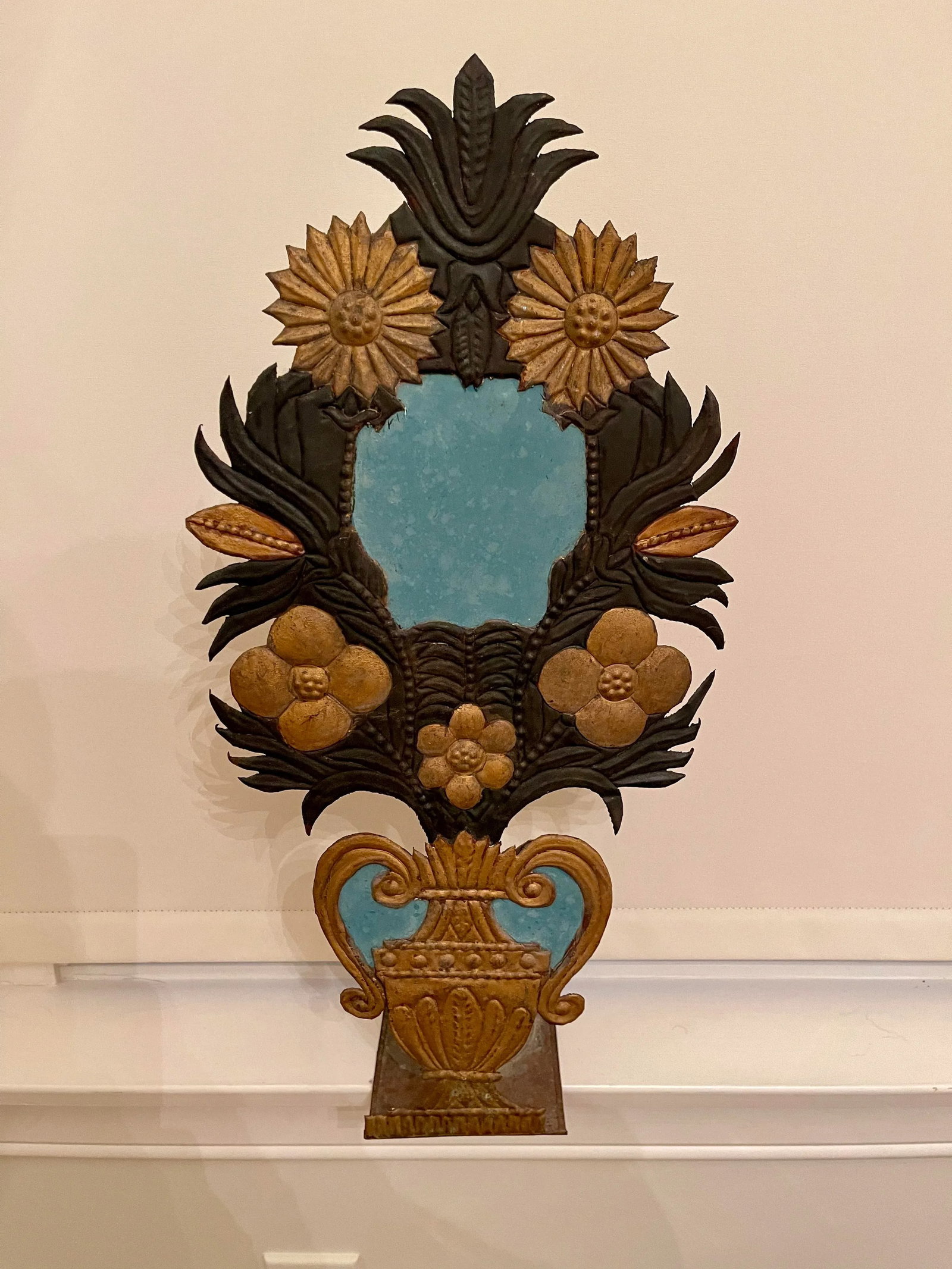 19th Century French Art Deco Painted Tole Metal Altar Flowers - a Pair - 5