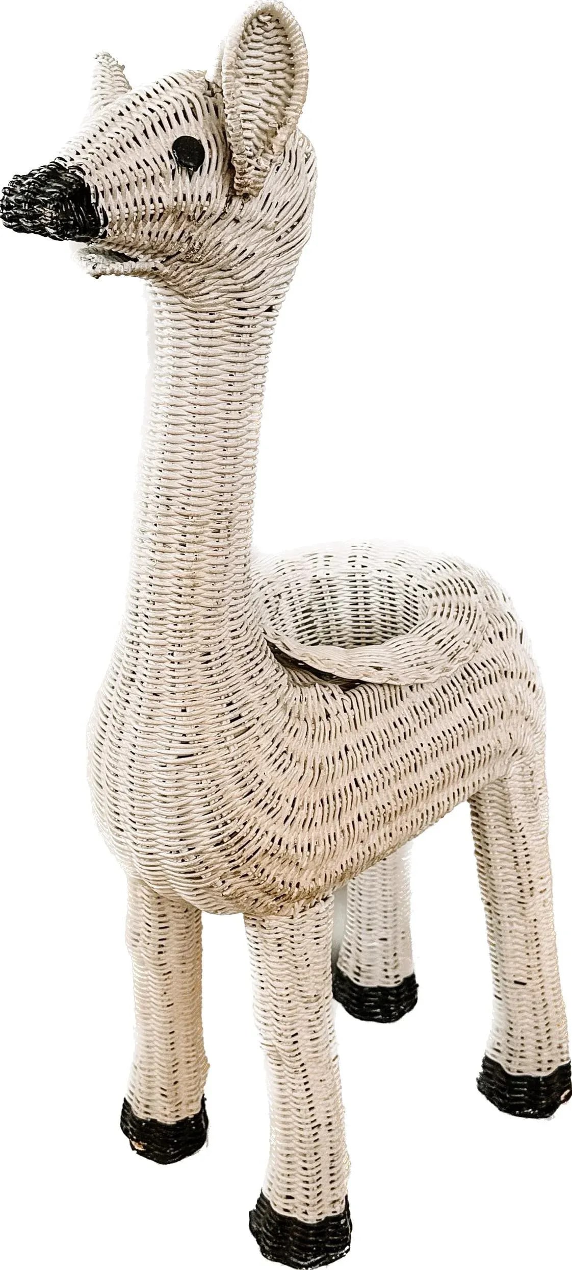 Vintage White Wicker Giraffe Animal Planter Stand - 3