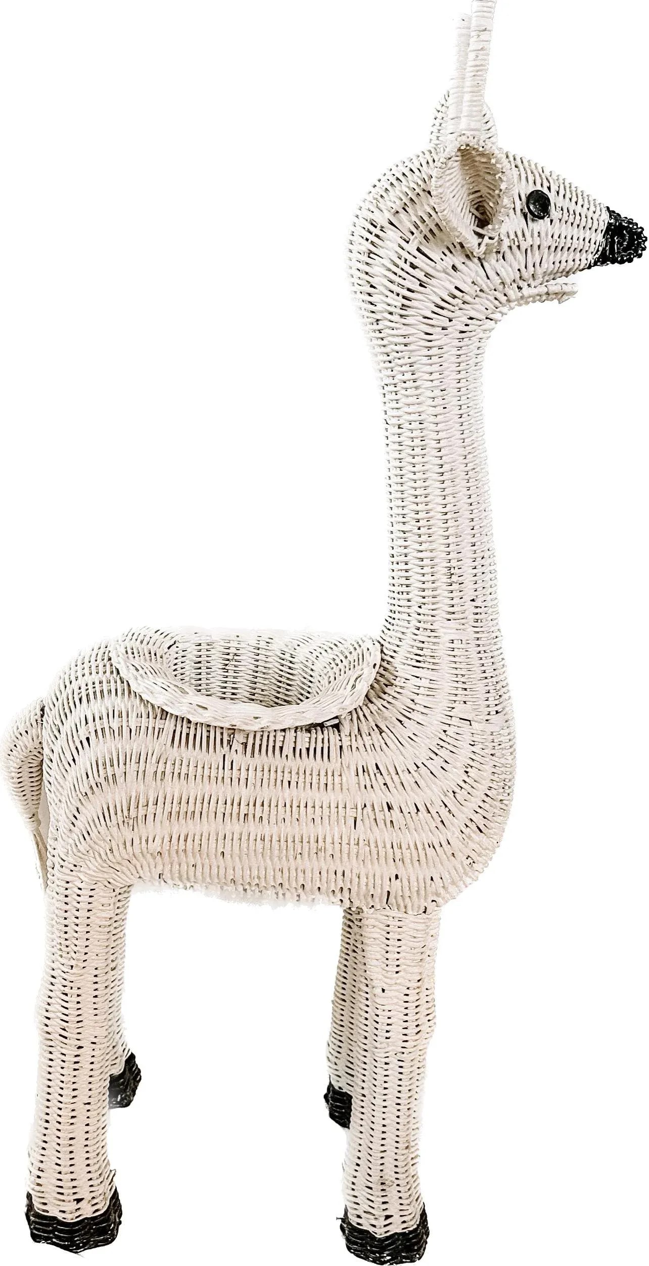 Vintage White Wicker Giraffe Animal Planter Stand - 5