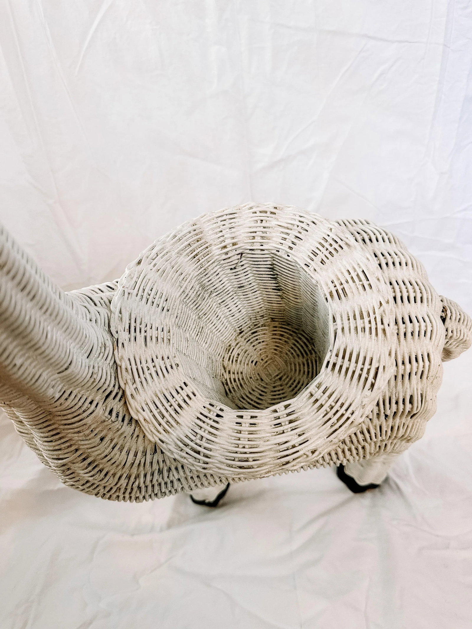 Vintage White Wicker Giraffe Animal Planter Stand - 6